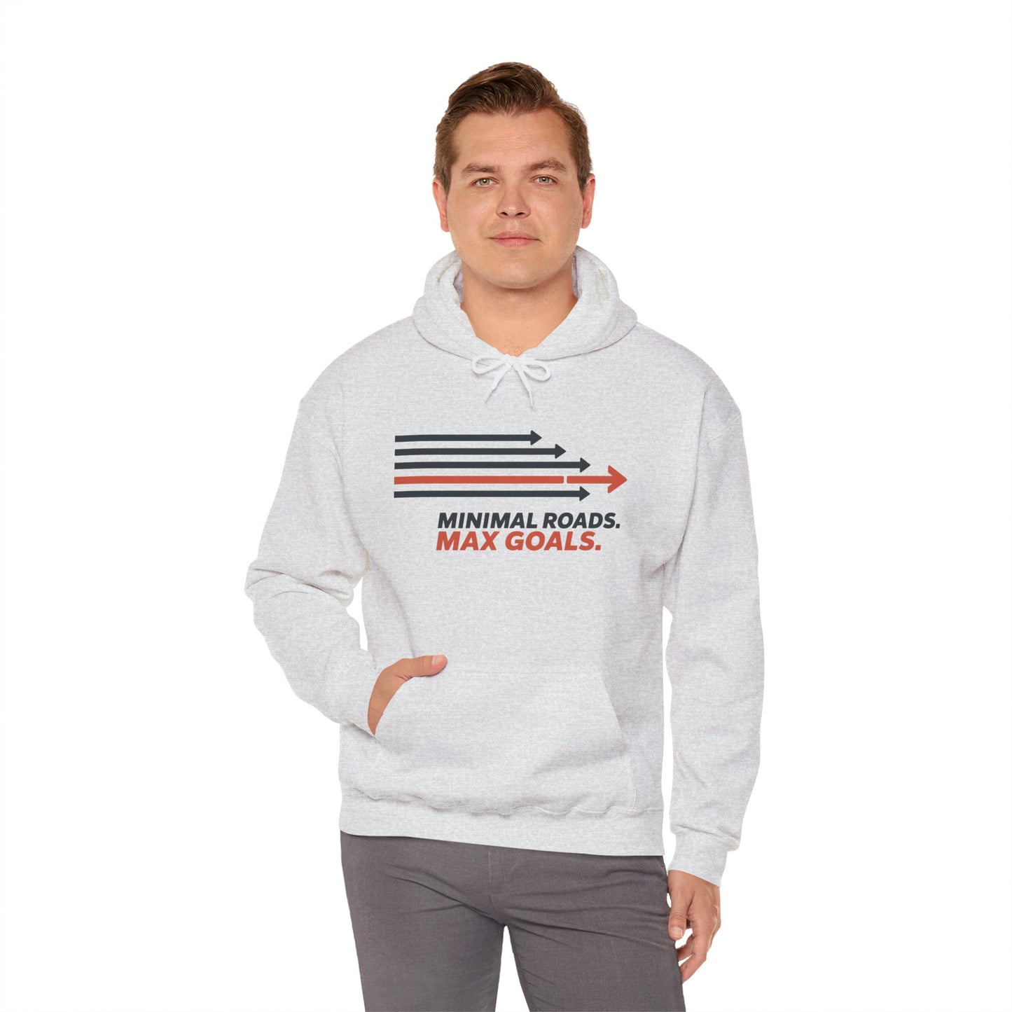 Mens Heavy Blend™ Hooded Sweatshirt, Minimal Roads Max Goals Motivational Mens Hoodie