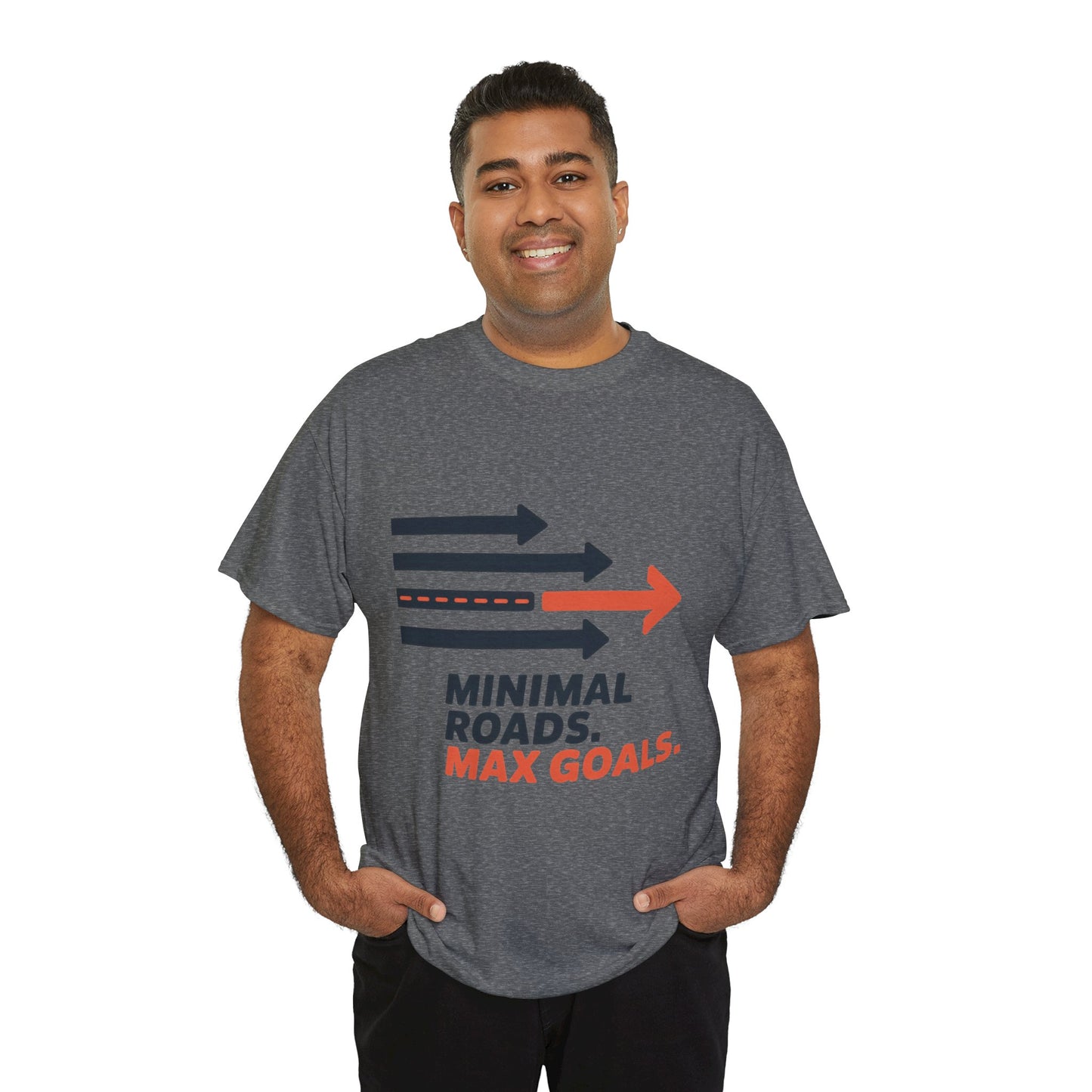 Minimal Roads Max Goals Motivational Mens T-Shirt, Urban Style Graphic Tee