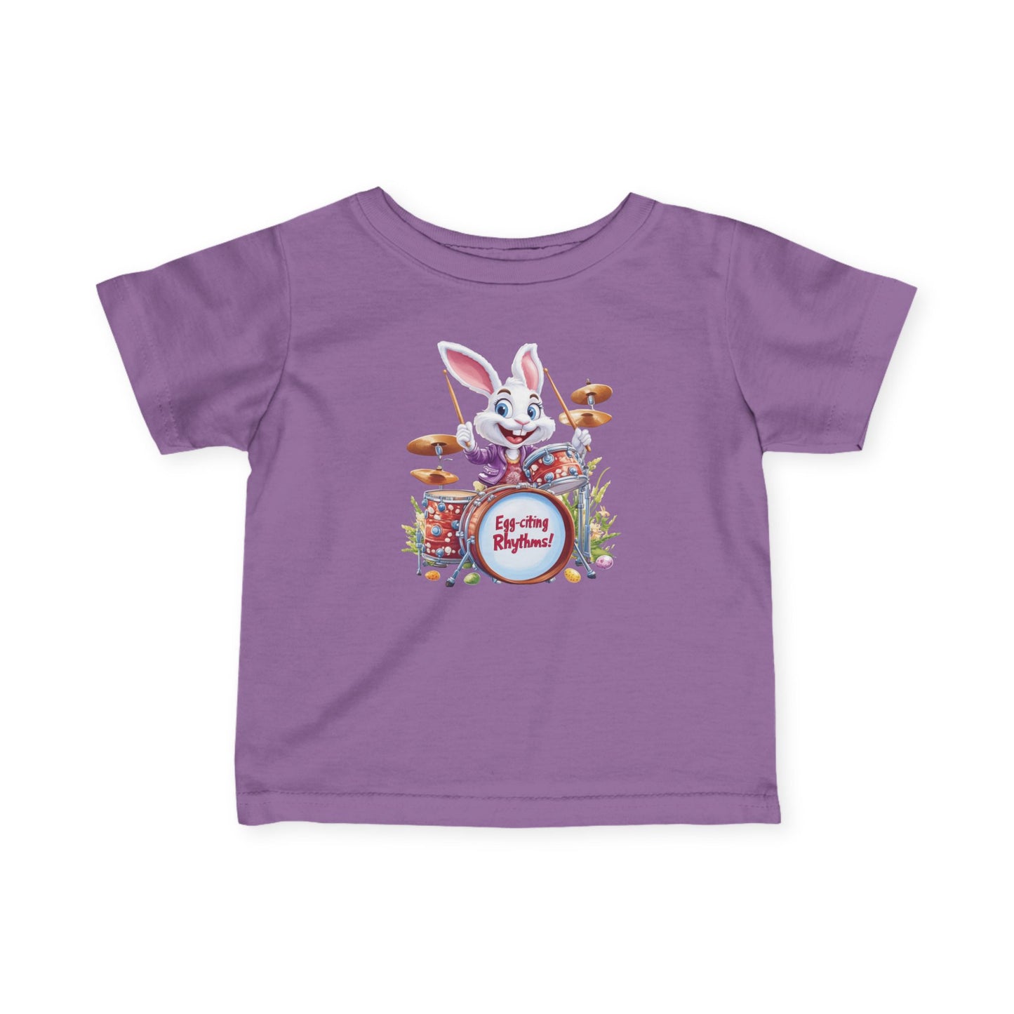 Baby Easter Bunny Drummer Tee - Cute Infant Music Shirt for 6-24 Months, Fun Spring Gift for Babies, Adorable Bunny Playing Drums