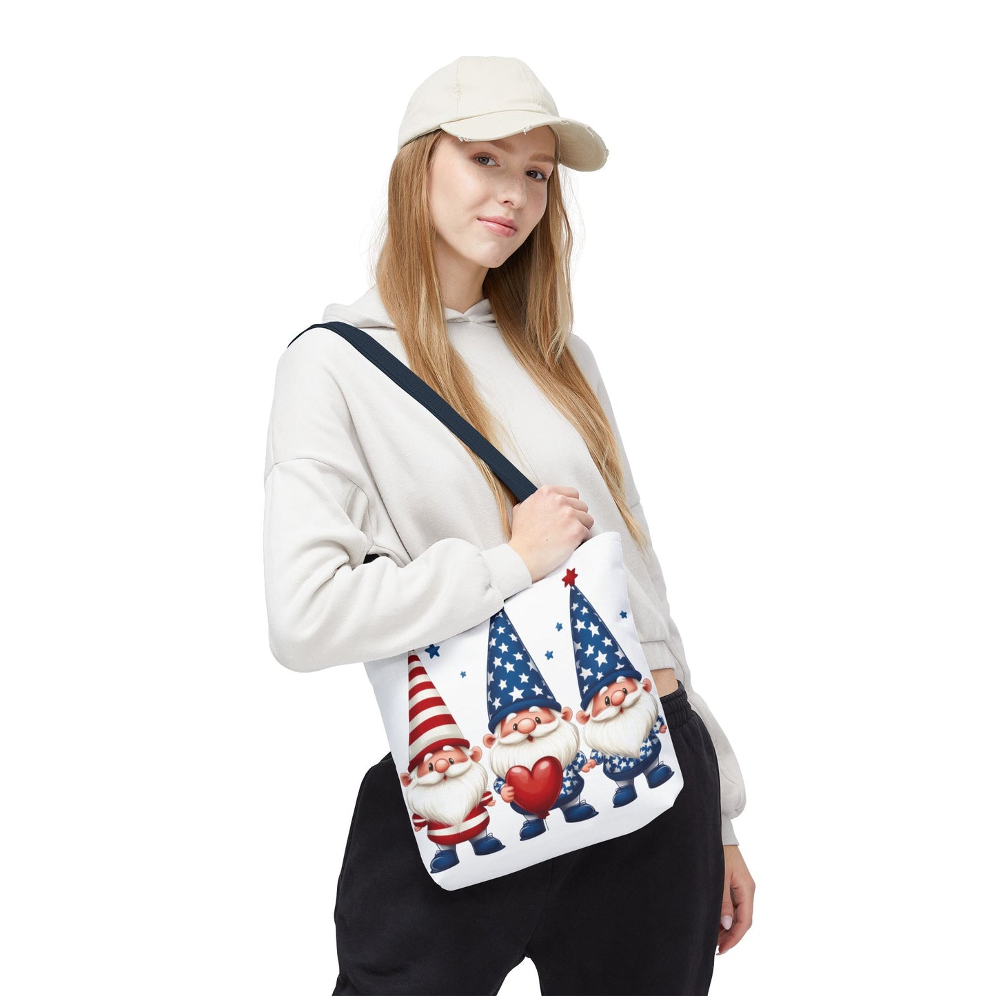 Patriotic Gnome Tote Bag, Stars and Stripes Reusable Grocery Bag, Cute Gnome Summer Bag, Holiday Gift Tote, Eco-Friendly Shopping Bag