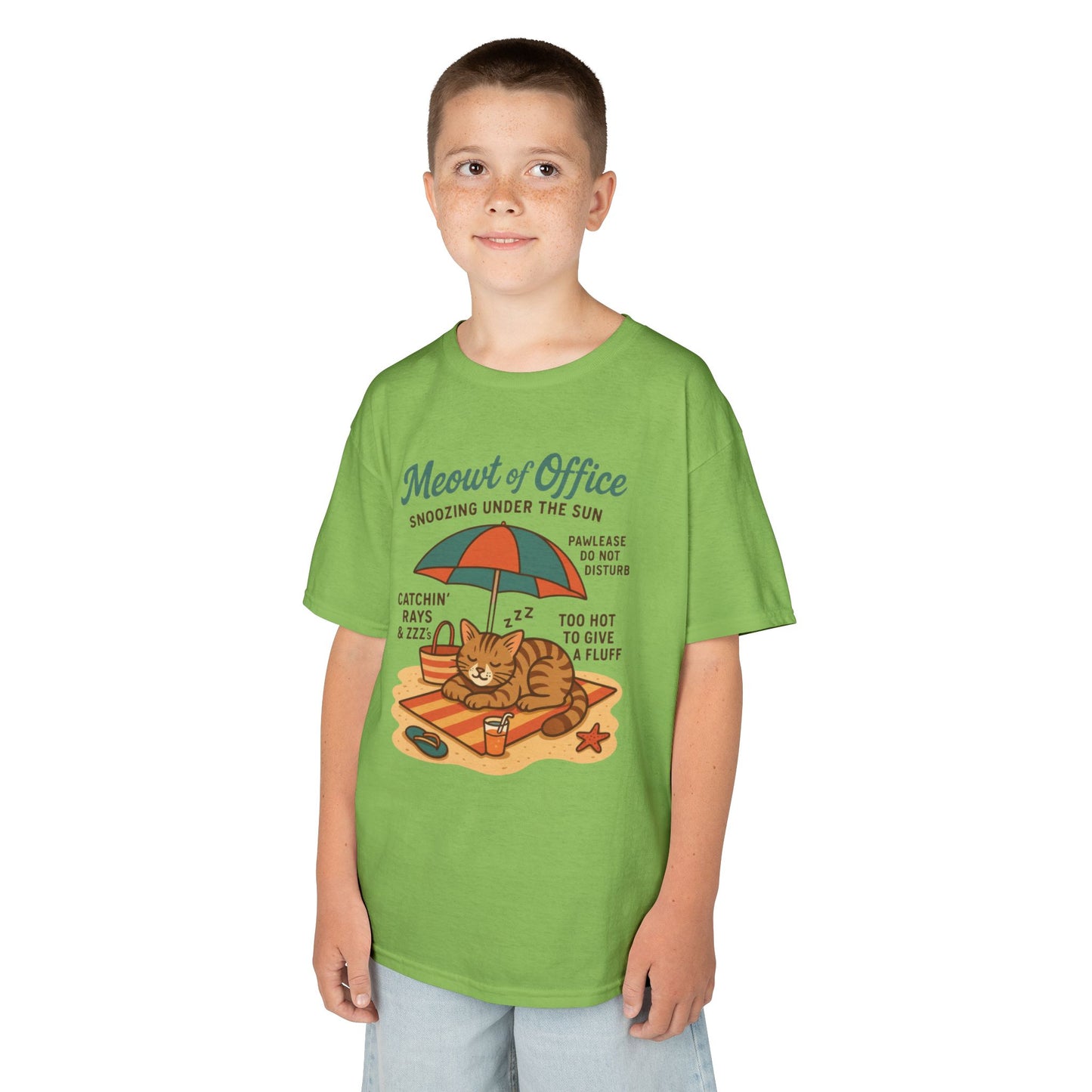 Kids Cat-Themed T-Shirt - Meowt of Office, Cute Summer Tee, Cat Lover Gift, Fun Playwear, Summer Beach Vacation Tee