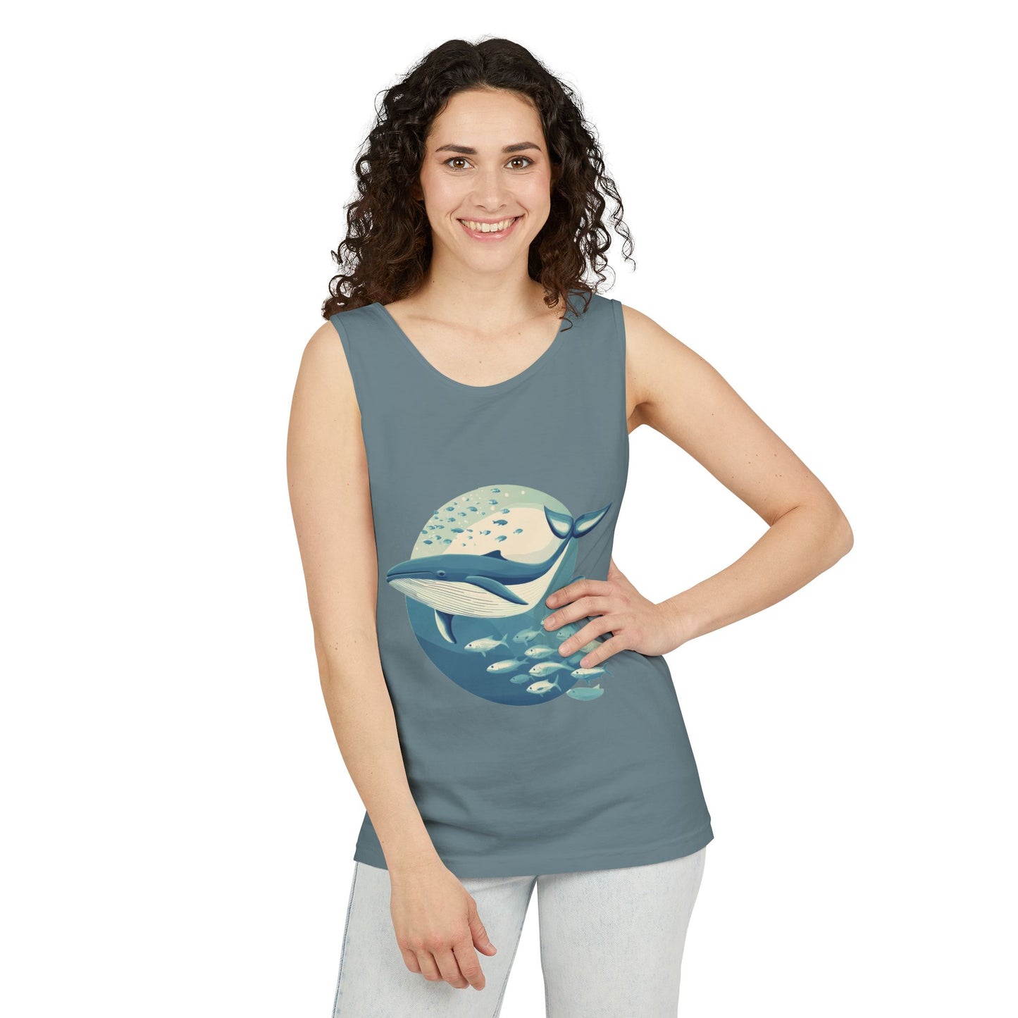 Ocean-Inspired Unisex Tank Top, Whale Design Shirt, Summer Casual Wear, Beach Vibes Gift, Eco-Friendly Fashion