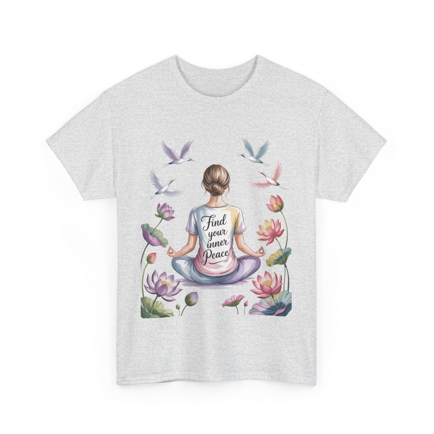 Find Your Inner Peace Womens Heavy Cotton Tee, Motivational Shirt, Meditation Apparel, Relaxation Gift, Casual Wear, Mindfulness Tee