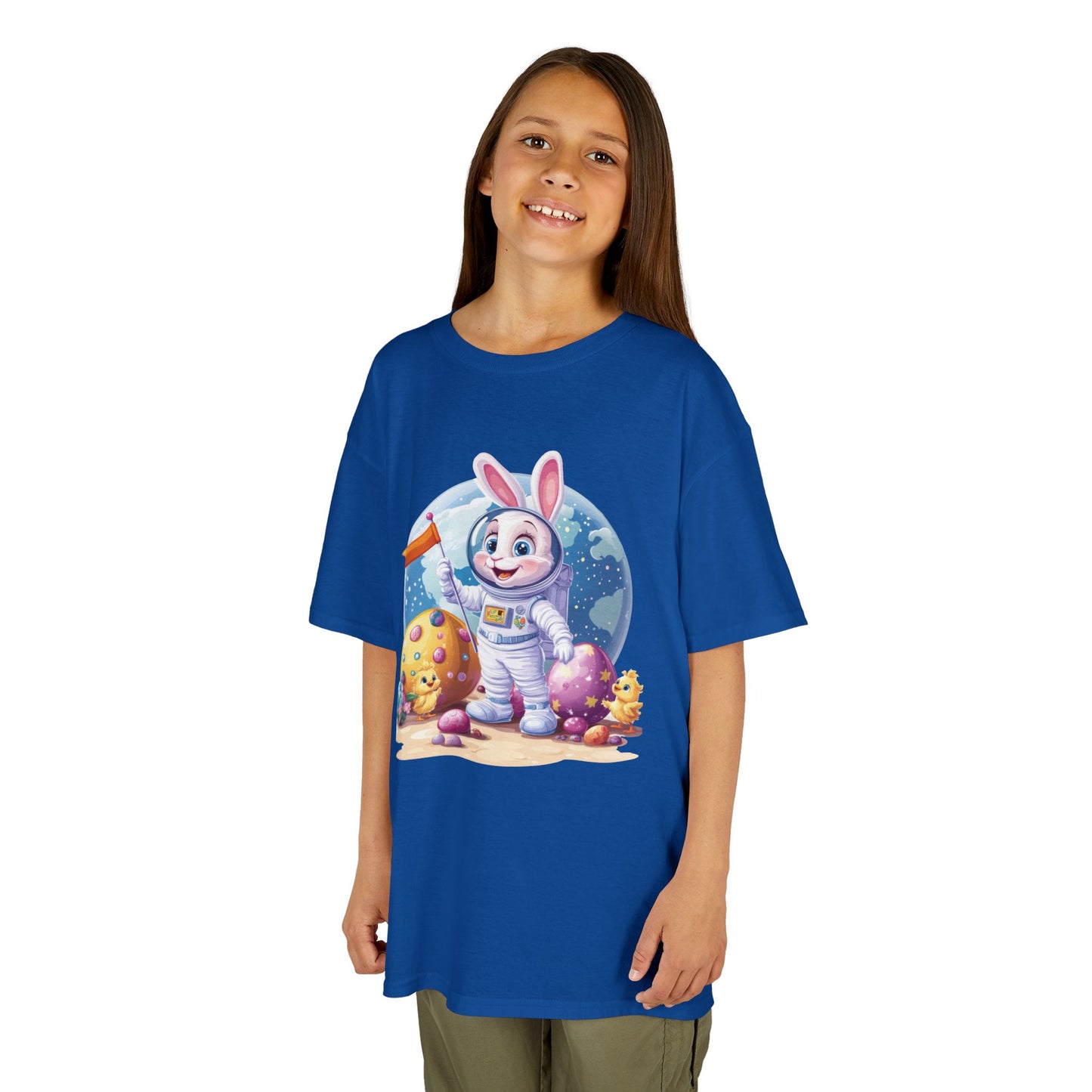 Kids Easter Astronaut Bunny T-Shirt, Space Bunny with Eggs, Galaxy Adventure Tee, Cute Bunny Gift for Boys and Girls