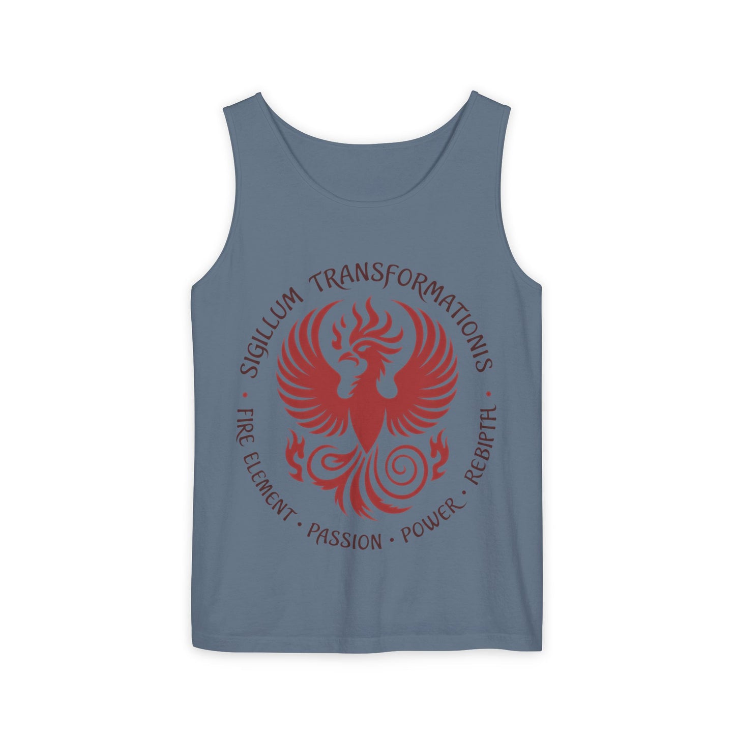 Phoenix Fire Element Tank Top, Sigillum Transformationis Seal, Passion Power Rebirth Totem, Phoenix Symbol Unisex Tank, Spiritual Tee