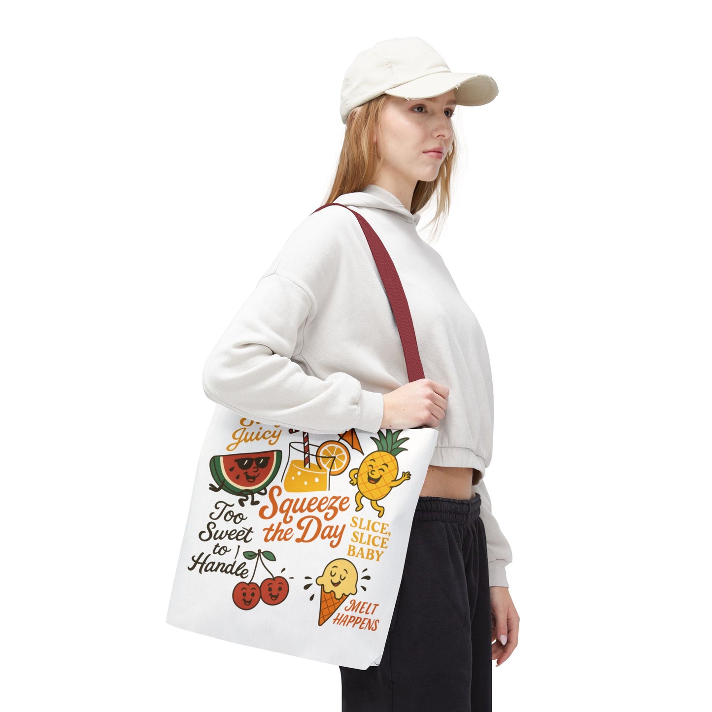 Juicy Summer Tote Bag, Fun Beach Carryall, Perfect for Grocery Shopping, Reusable Market Tote, Cute Gift for Fruit Lovers, Large Tote Bag