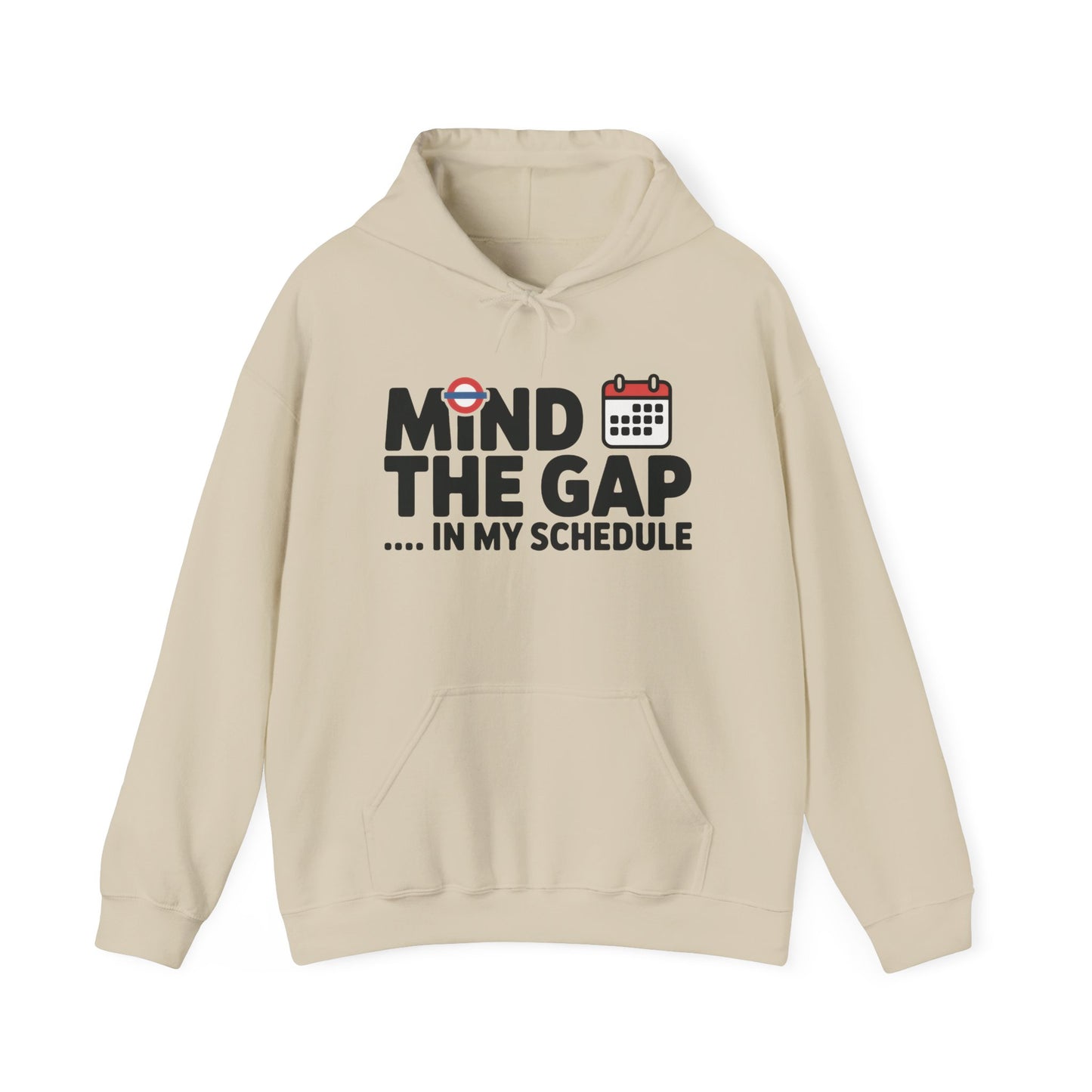 Men's Hoodie Funny Mind The Gap, London Tube Inspired Office Humor Hoodie, Comfy Graphic Sweatshirt