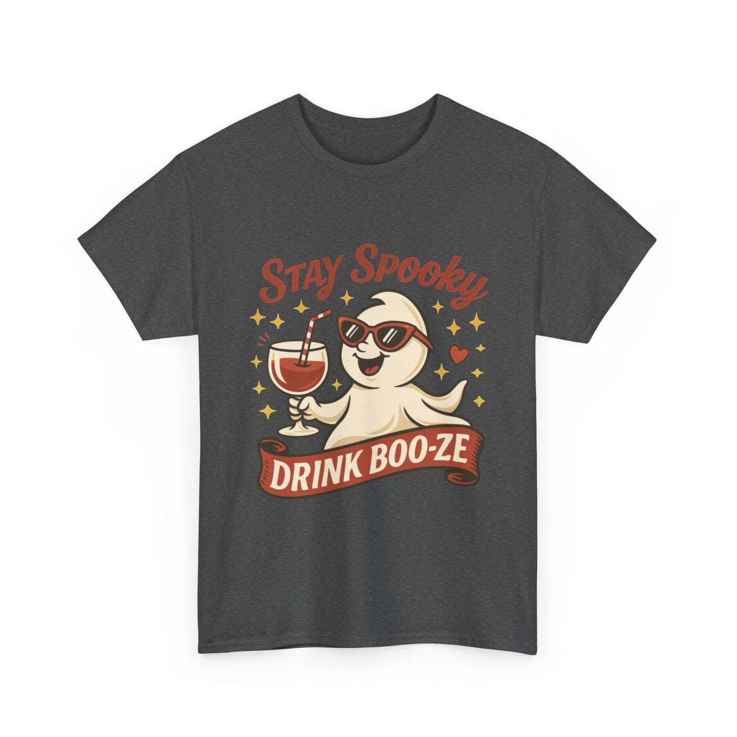 Stay Spooky Drink Boo-ze Women's T-Shirt, Funny Ghost Wine Halloween Party Graphic Tee