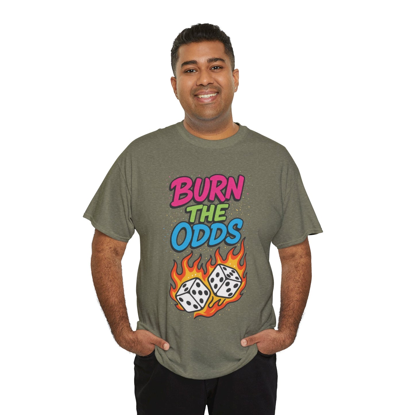 Burn the Odds Graphic Tee | Cool Casual Wear, Gaming Shirt, Unisex Cotton Tee, Dice Design T-Shirt, Gift for Gamers