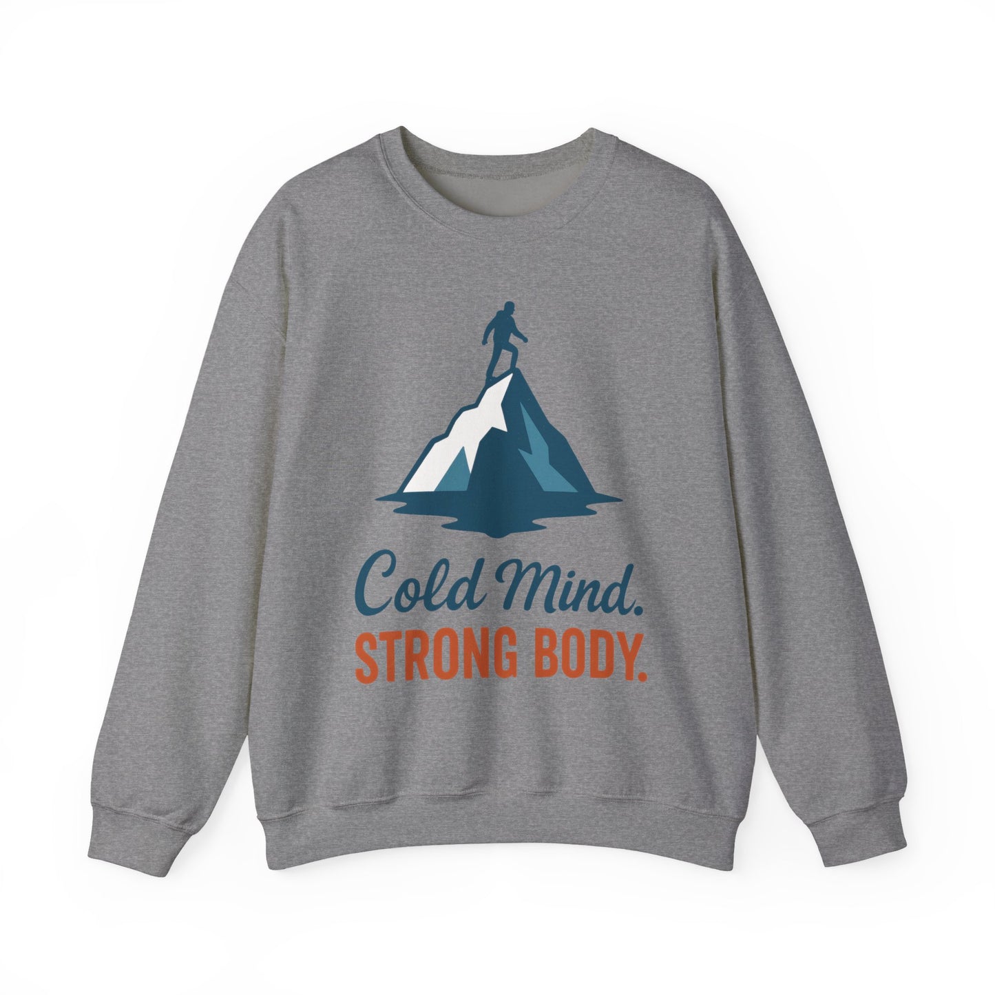 Men's Heavy Blend™ Crewneck Sweatshirt, Cold Mind Strong Body Sweatshirt, Nordic Mountain Minimalist Pullover