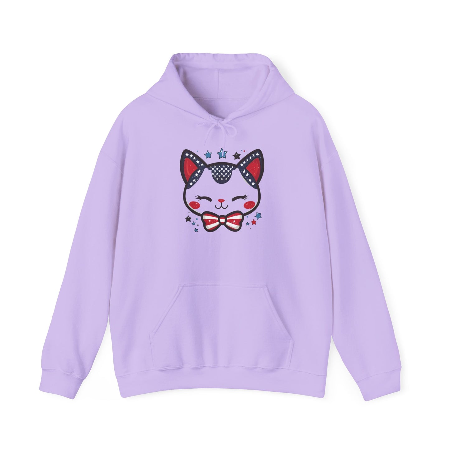 Cute Patriotic Cat -Themed Women's Hoodie, for Cat Lovers, Cute Gift for Pet Owners, Cozy Sweatshirt for All Seasons, Fourth of July Hoodie