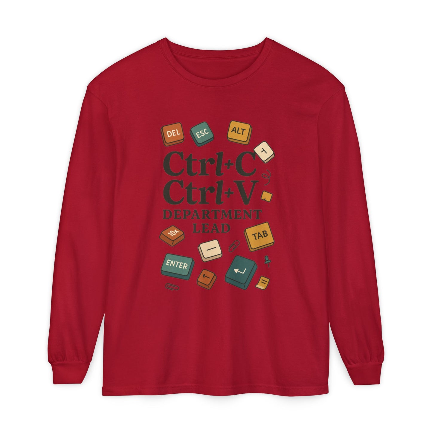 Graphic Long Sleeve Tee, Ctrl+C Ctrl+V Department Lead, Funny Office Humor Shirt, Programmer Gift, Tech Nerd Tee, IT Department Apparel