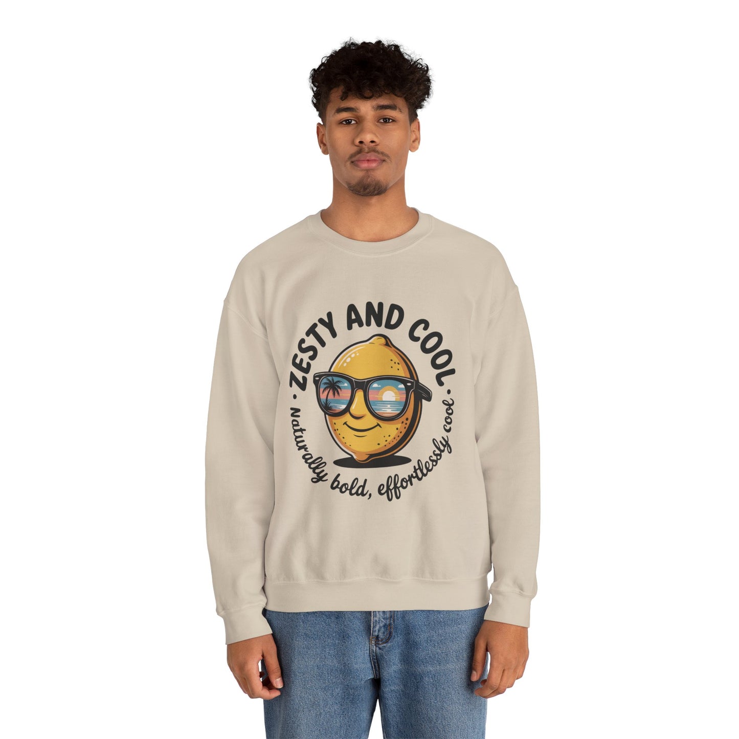 Zesty Lemon Mens Crewneck Sweatshirt - Fun Gift for Friends, Cool Casual Style, Summer Vibes, Mens Graphic Apparel, Perfect for Relaxing