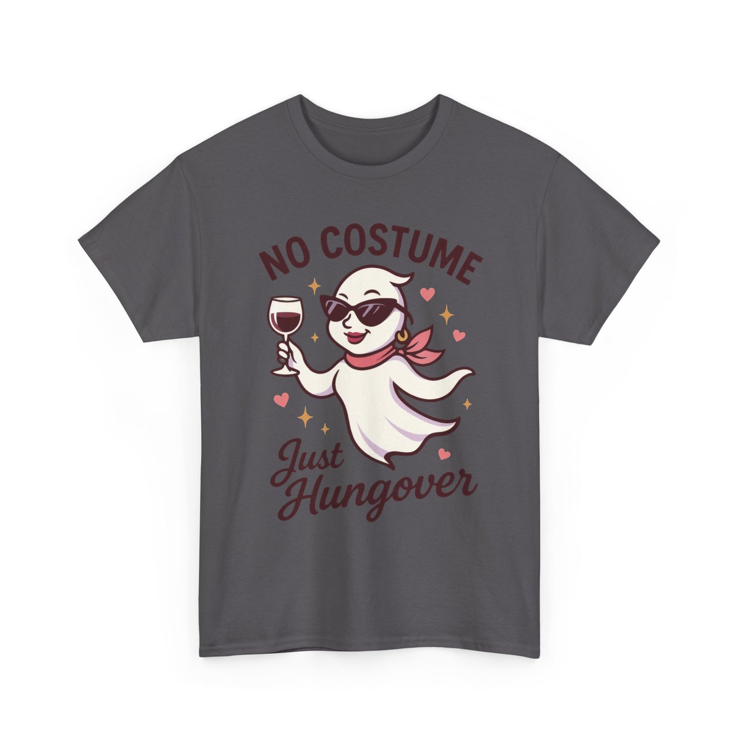 No Costume Just Hungover Women's T-Shirt, Funny Ghost Wine Halloween Party Graphic Tee