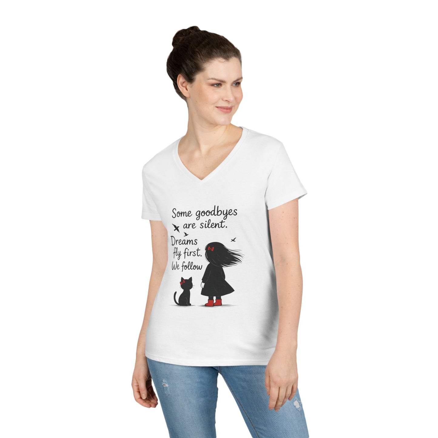 Inspirational V-Neck T-Shirt for Dreamers, Motivational Tee for Women, Gift for Friends, Stylish Graphic Top, Casual Everyday Wear
