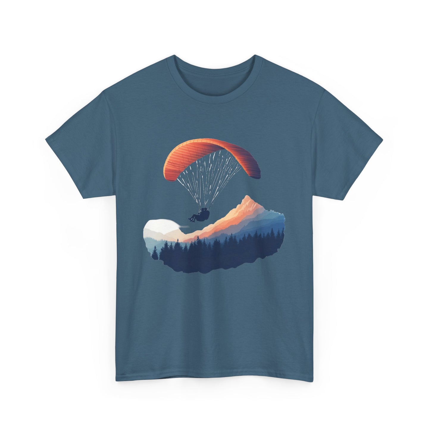 Paragliding Adventure T-Shirt, Mountain Landscape Tee, Nature Travel Lover Shirt, Outdoor Hiking Gift, Unisex Heavy Cotton Tee