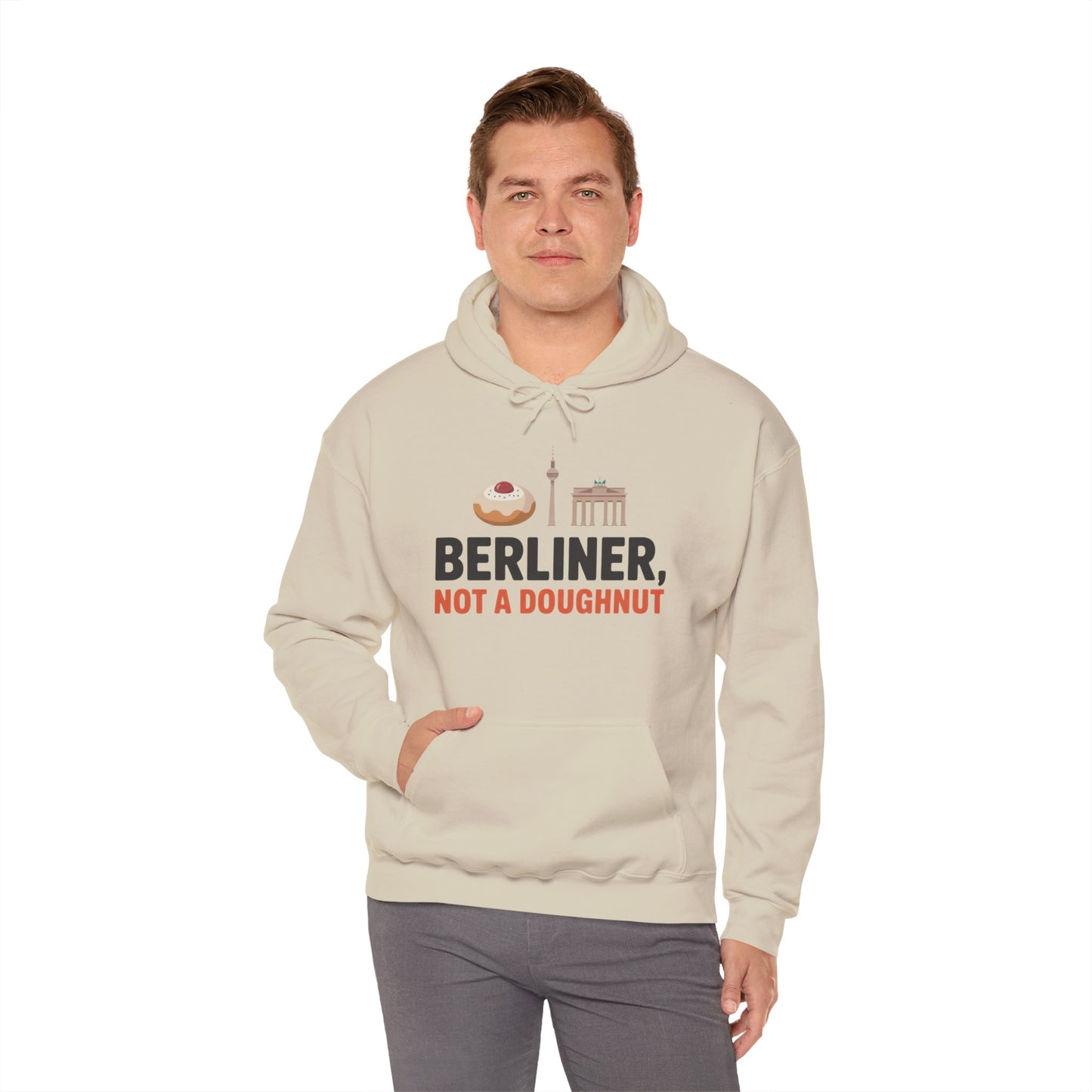 Mens Heavy Blend™ Hooded Sweatshirt, Berliner Not a Doughnut Funny Berlin Hoodie for Men