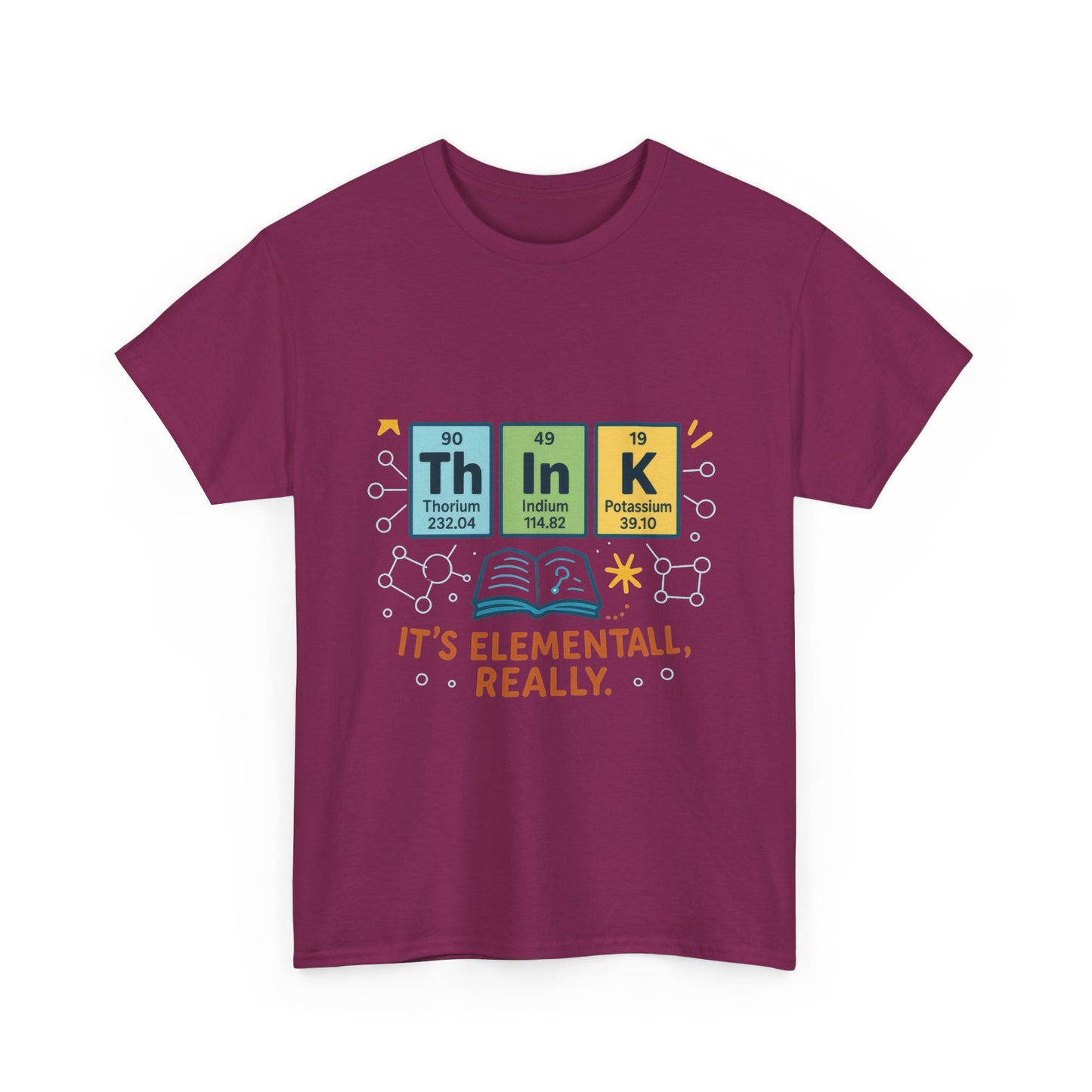 Smart Womens Science T-Shirt, THINK Periodic Table Tee, Funny Elemental Nerd Gift for Her, Graphic Tee for Science Lovers