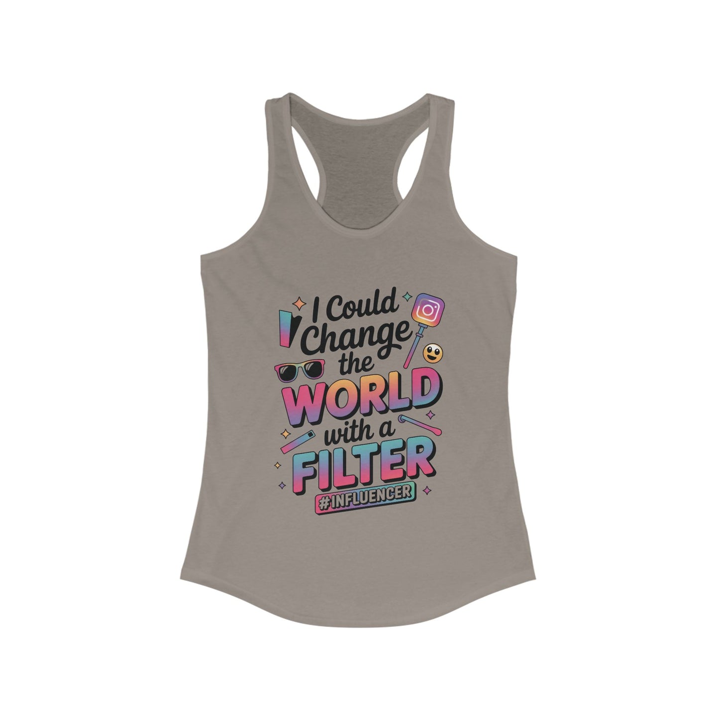 Women's Ideal Racerback Tank, Womens Influencer Tank Top, Funny Social Media Graphic Tank, Cute Trendy Top