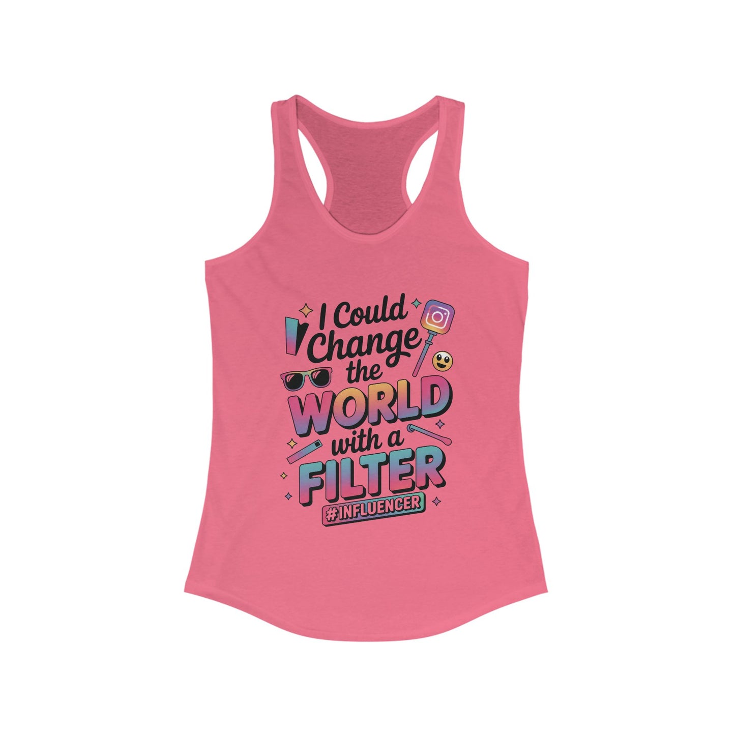 Women's Ideal Racerback Tank, Womens Influencer Tank Top, Funny Social Media Graphic Tank, Cute Trendy Top