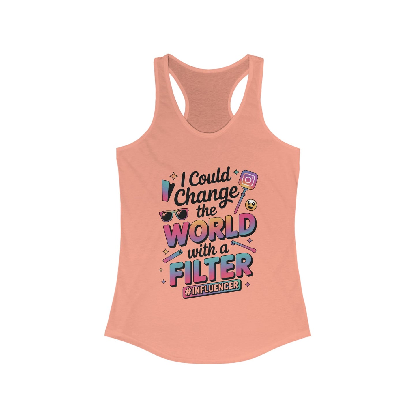 Women's Ideal Racerback Tank, Womens Influencer Tank Top, Funny Social Media Graphic Tank, Cute Trendy Top