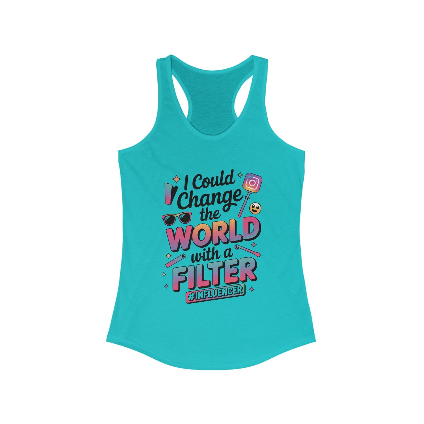 Women's Ideal Racerback Tank, Womens Influencer Tank Top, Funny Social Media Graphic Tank, Cute Trendy Top