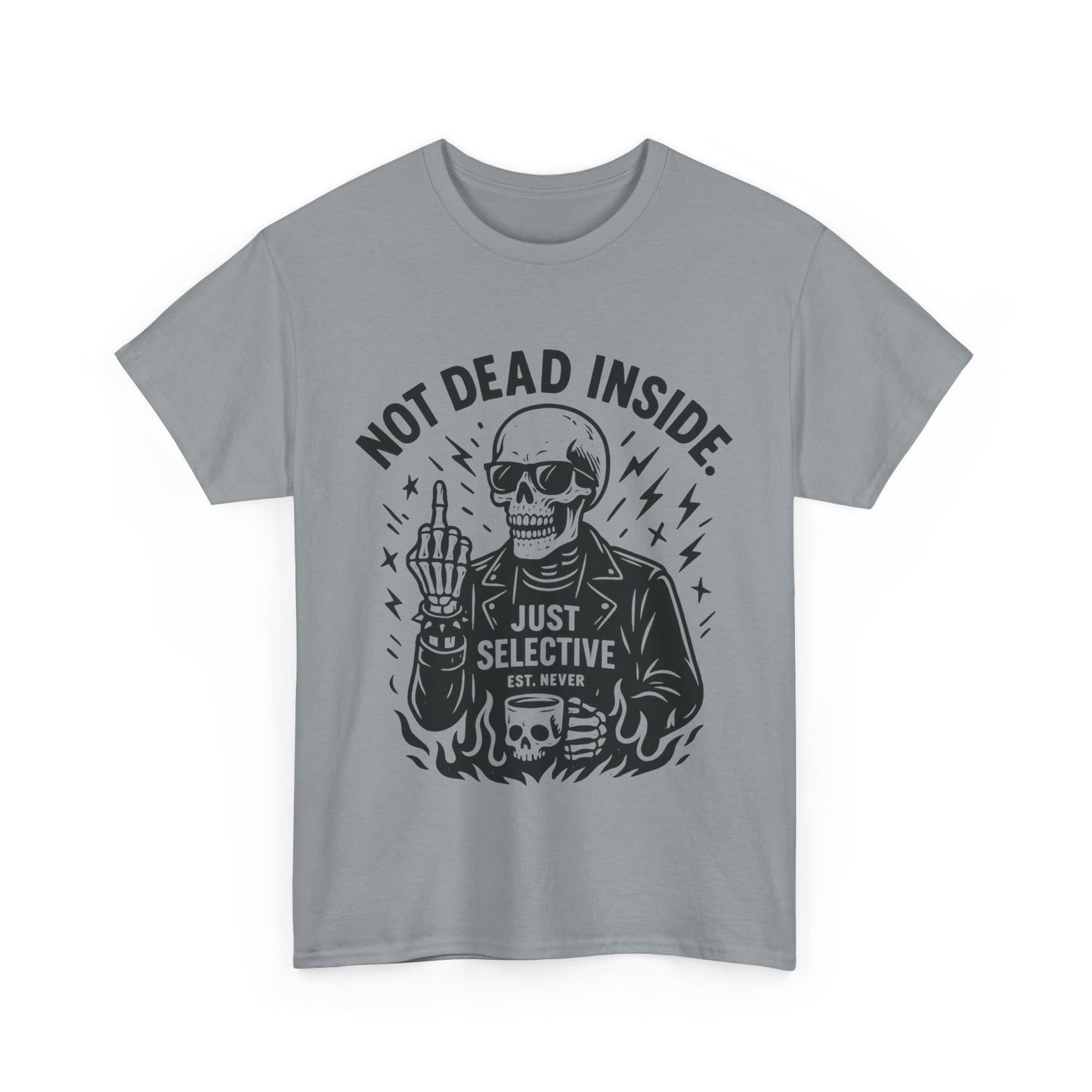 Mens Dark Humor Graphic Shirt, Not Dead Inside, Funny Graphic Shirt for Casual Wear, Gifts for Him, Halloween, Occasions, Funny Skeleton Tee