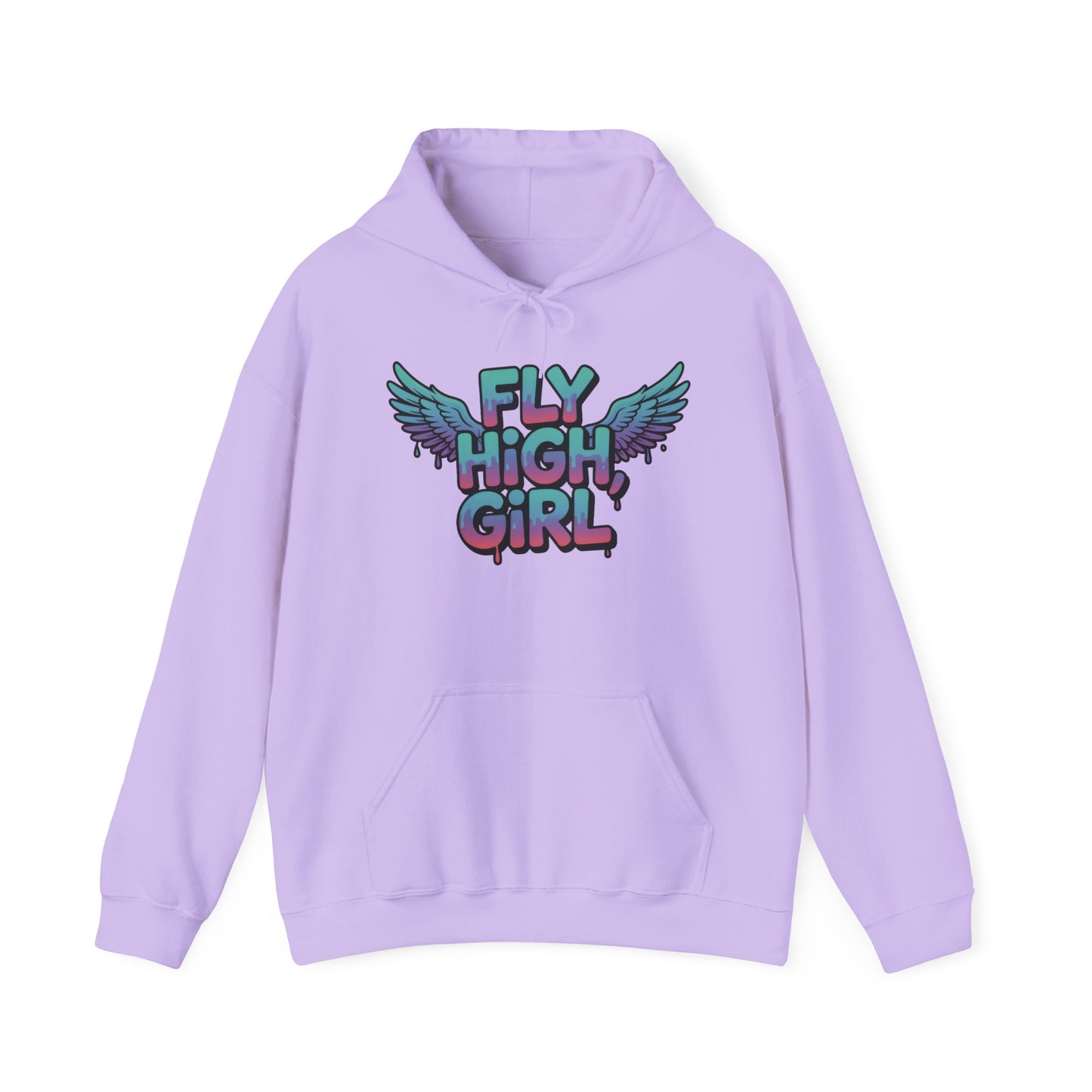 Women's Hoodie Fly High Girl, Angel Wings Graffiti Drip Graphic Pullover, Streetwear Hoodie