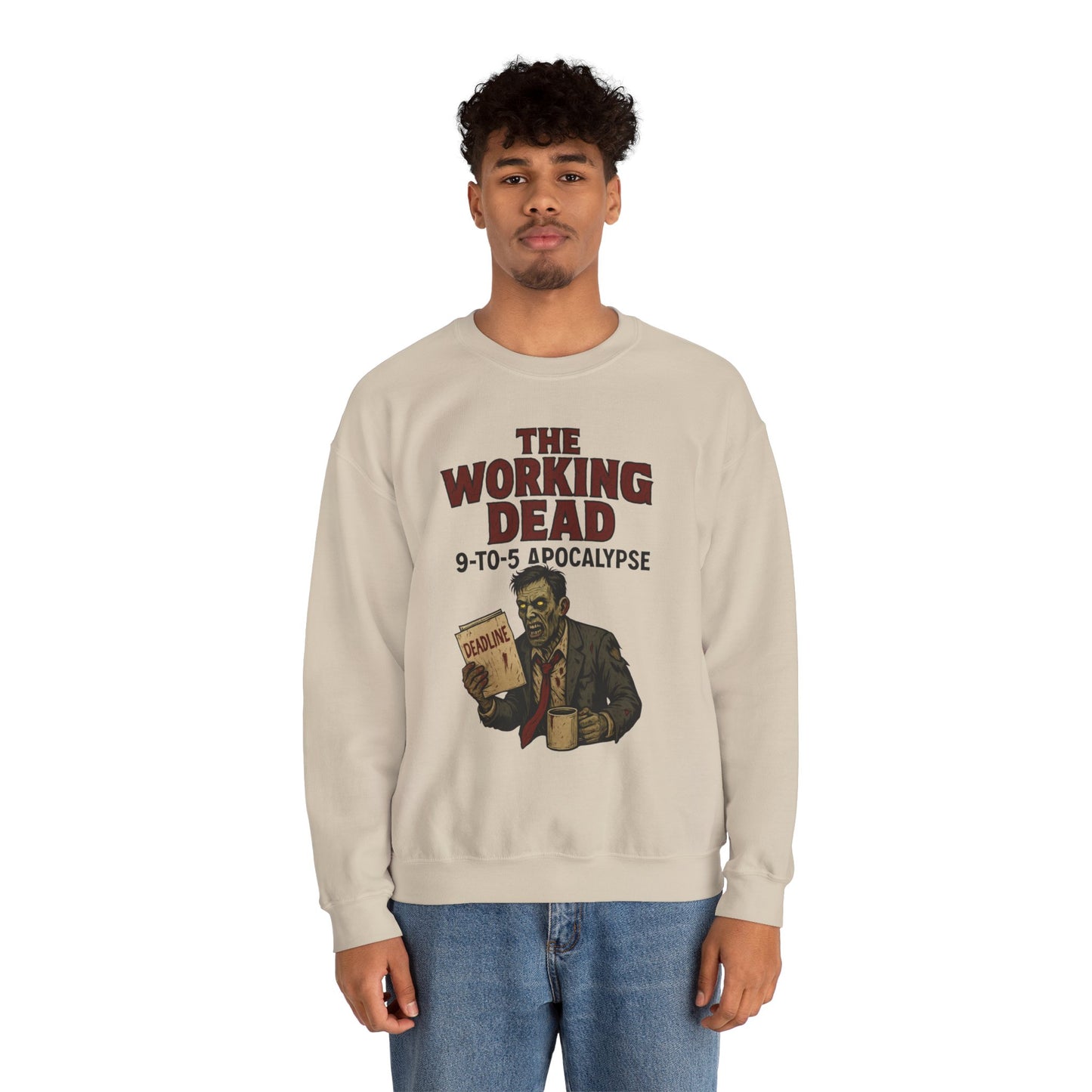 Men's The Working Dead 9-to-5 Apocalypse Sweatshirt, Funny Office Zombie Horror Pullover, Halloween Zombie Work Top