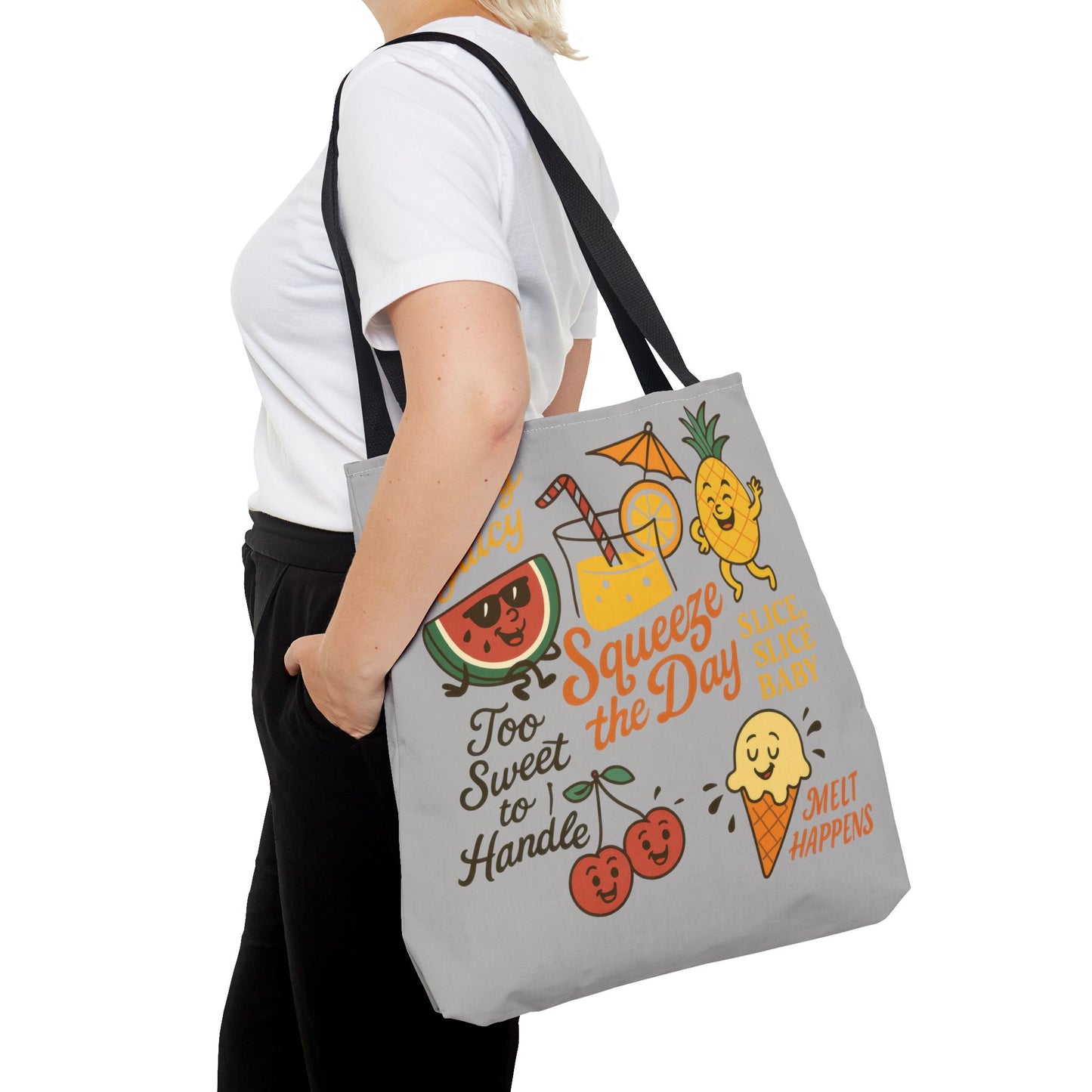 Juicy Summer Tote Bag, Fun Beach Carryall, Perfect for Grocery Shopping, Reusable Market Tote, Cute Gift for Fruit Lovers, Large Tote Bag