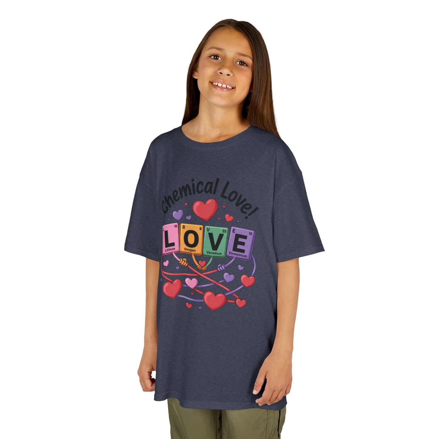 Kids Love Chemistry Girl Tee - Cute Gift for Science Lovers, Valentine's Day, Fun Classroom Wear, Adorable Kids Shirt, Colorful Kids Apparel