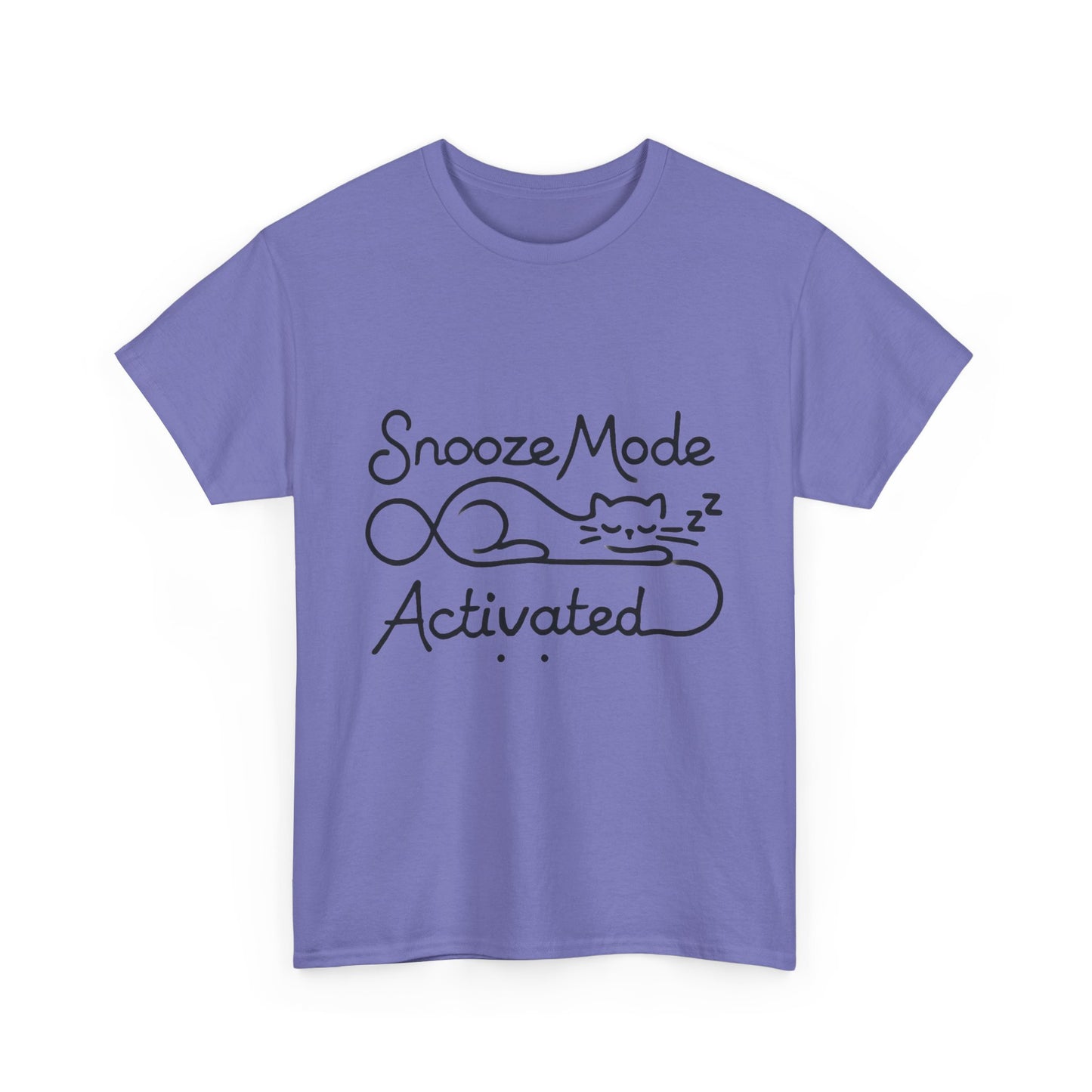 Cotton T-Shirt for Cat Lovers, Funny Sleeping Cat Tee, Lazy Mood Graphic, Women's Heavy Cotton T-Shirt Gift for Cat Lovers