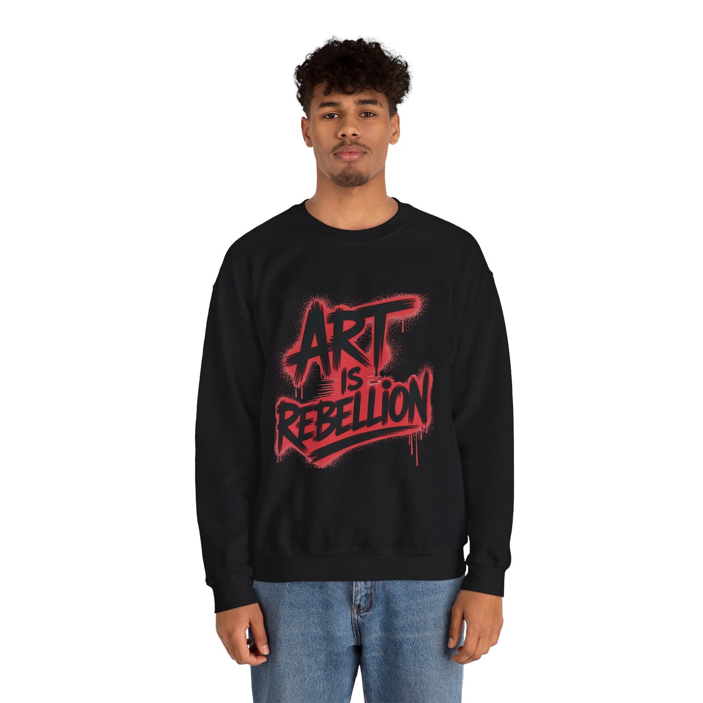 Men'sHeavy Blend™ Crewneck Sweatshirt, Art Is Rebellion Men's Crewneck Sweatshirt, Graffiti Street Art Pullover, Urban Rebellion Streetwear