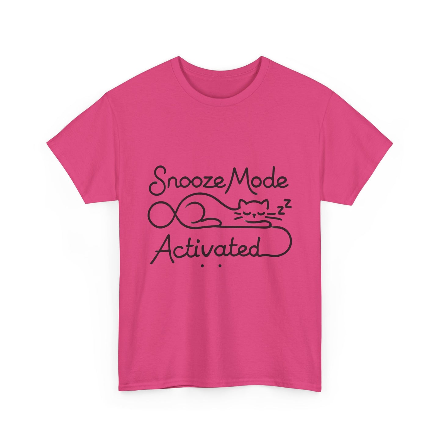 Cotton T-Shirt for Cat Lovers, Funny Sleeping Cat Tee, Lazy Mood Graphic, Women's Heavy Cotton T-Shirt Gift for Cat Lovers