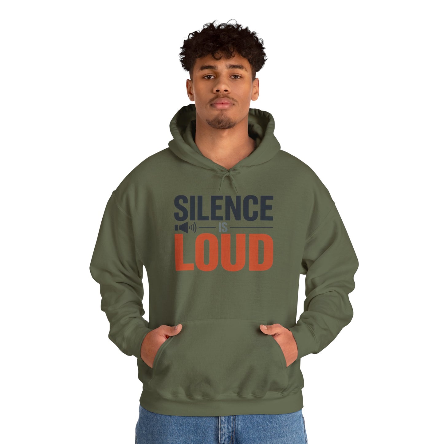 Mens Heavy Blend™ Hooded Sweatshirt, Silence Is Loud Graphic Motivational Mens Hoodie