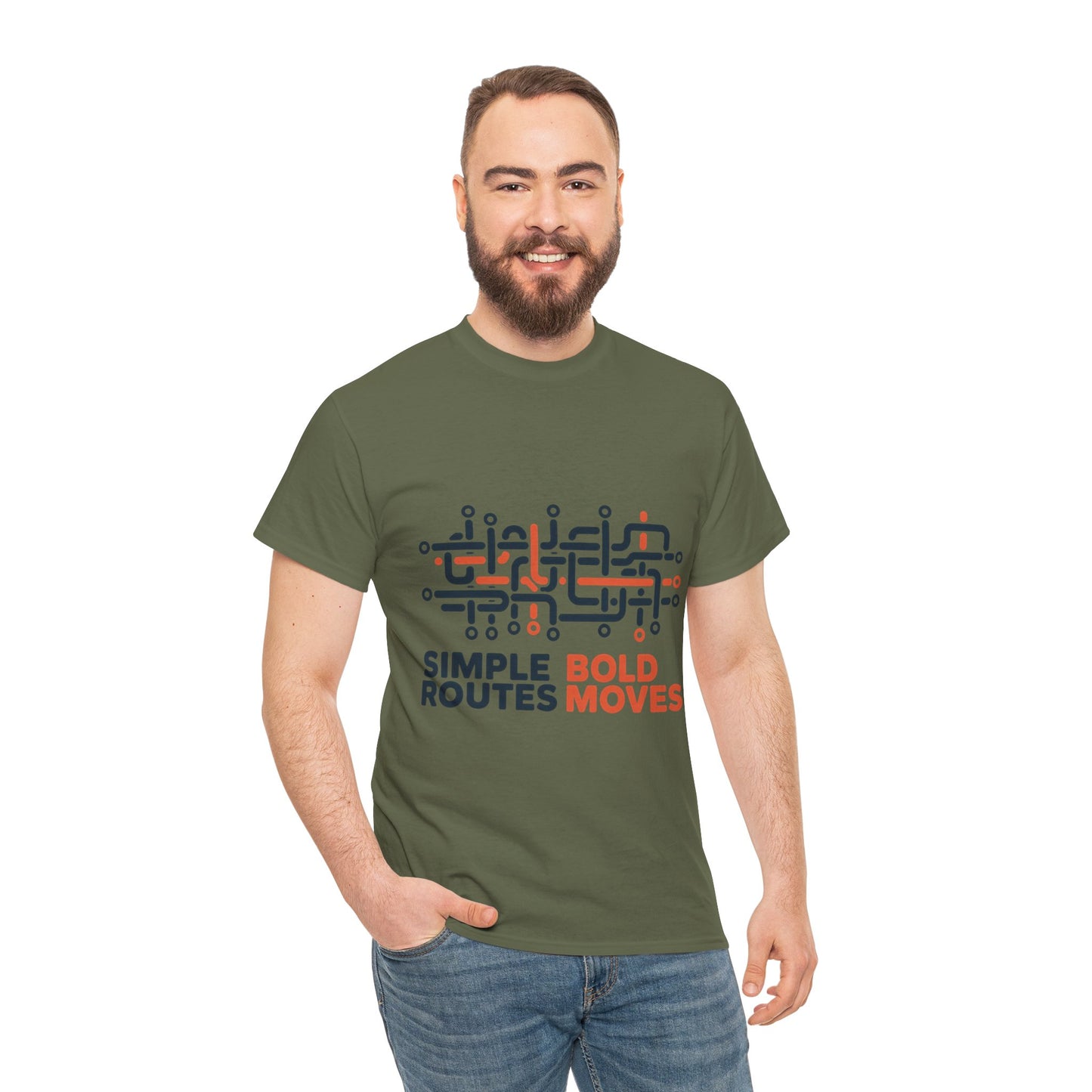 Simple Routes Bold Moves Mens T-Shirt, Minimal Urban Metro Map Graphic Tee