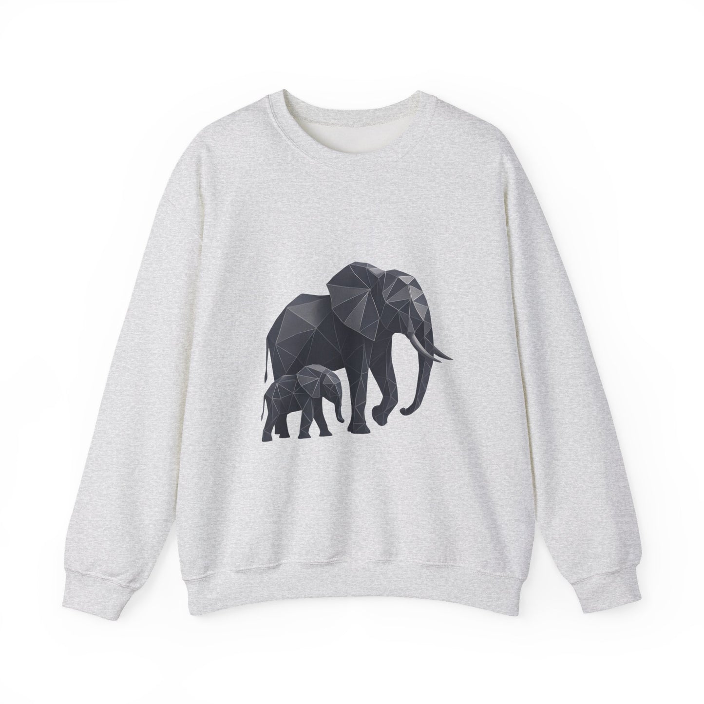 Geometric Elephant Sweatshirt, Cozy Unisex Crewneck, Animal Lover Gift, Nature Inspired Apparel, Eco-Friendly Fashion, Gift for Her