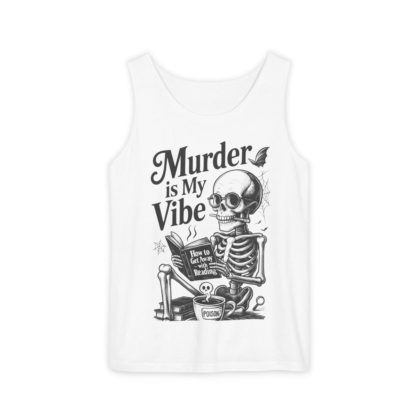 Murder Is My Vibe Tank Top, Womens Goth Tank, Halloween Clothing, Skeleton Graphic Tee, Cozy Casual Wear, Quirky Gift Idea