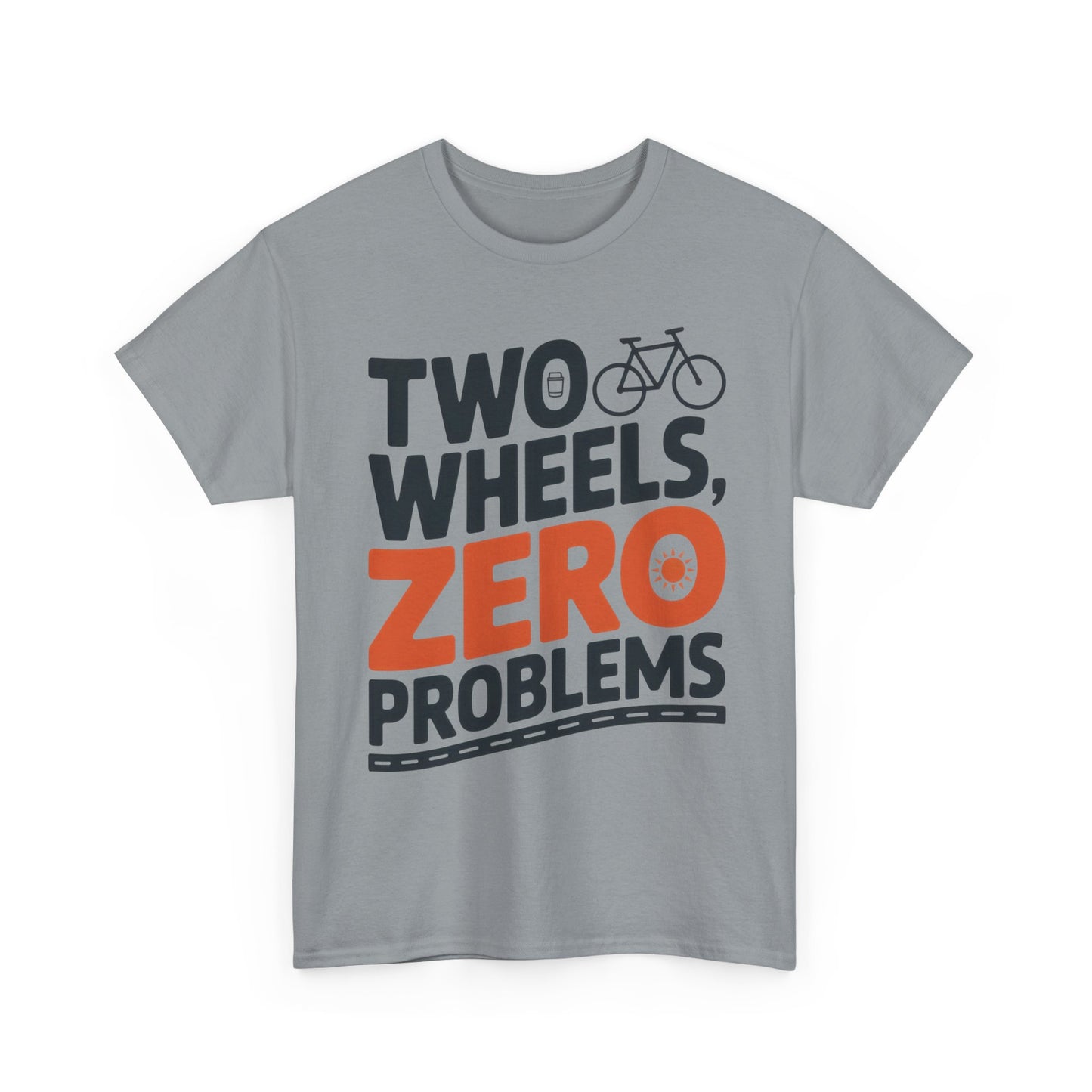 Two Wheels Zero Problems Mens Graphic Biker T-Shirt, Bike Humor Tee, Biker Gift