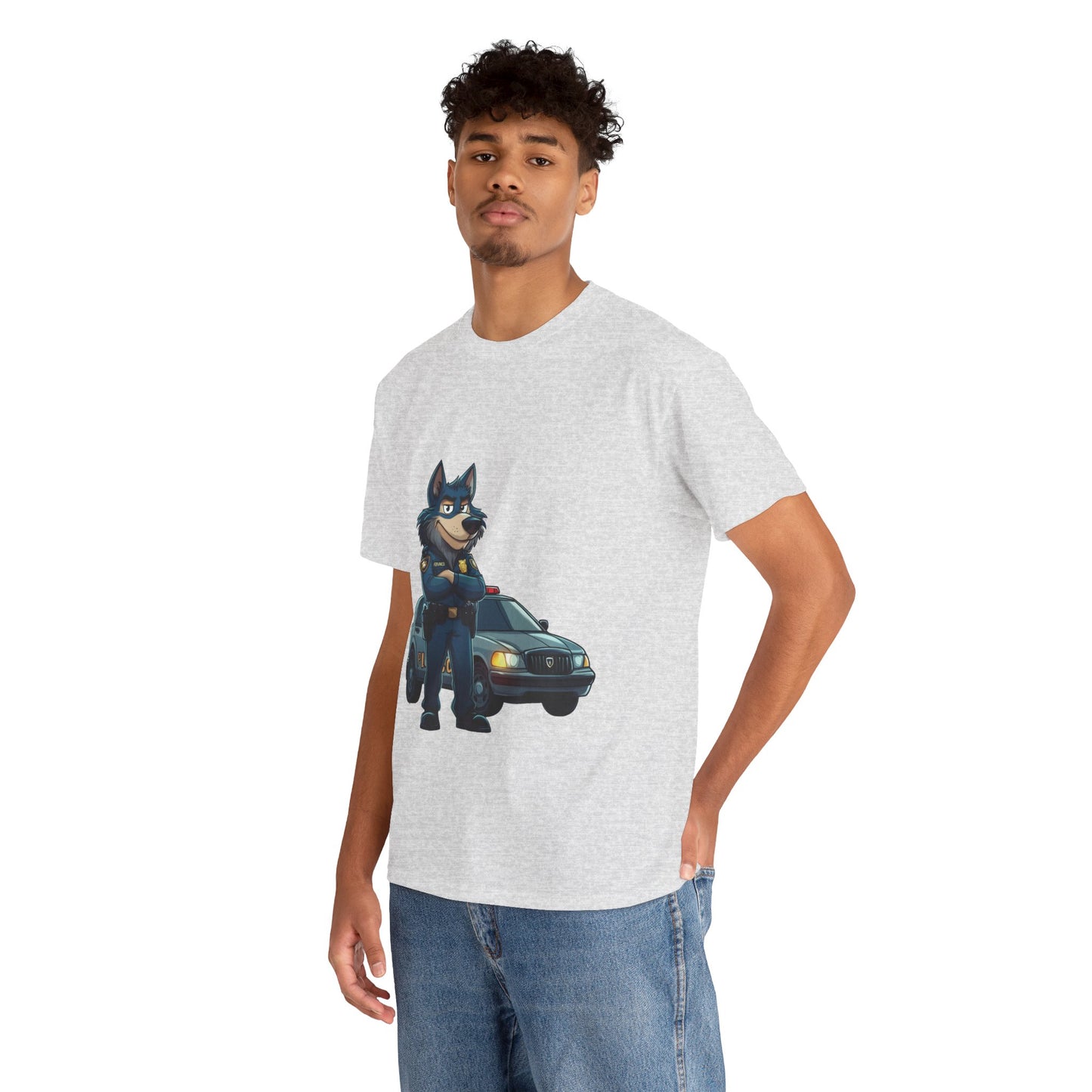 Cool Police Wolf Cartoon Shirt, Funny Cop Animal Graphic Tee, Law Enforcement Gift T-Shirt, Tee for Dog Lovers, Gifts for Police Week