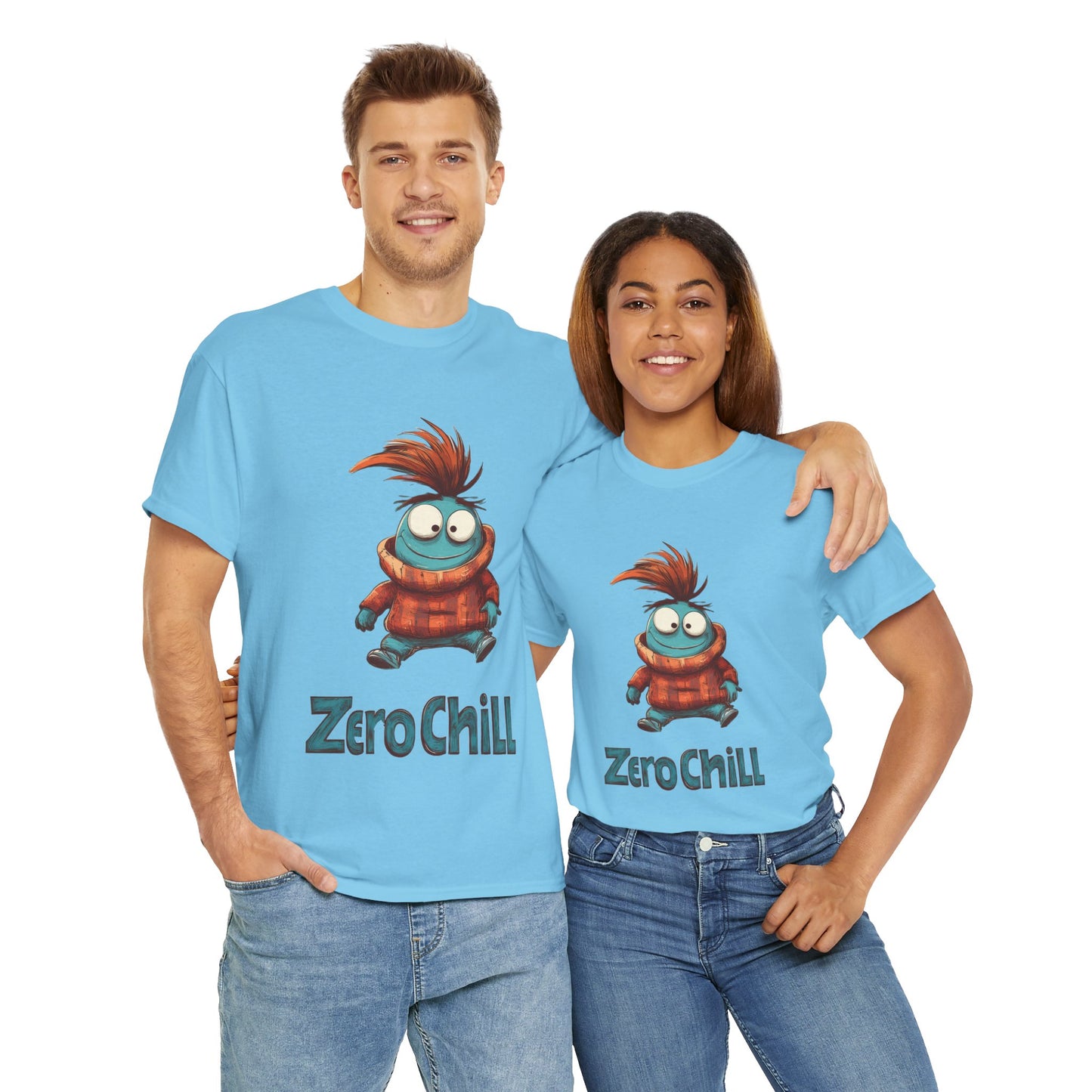 Zero Chill Funny Cartoon Character Tee, Quirky Cute Monster Shirt, Chill Vibes Humor Gift, Fun Cartoon T-Shirt, Chill Vibe Shirt