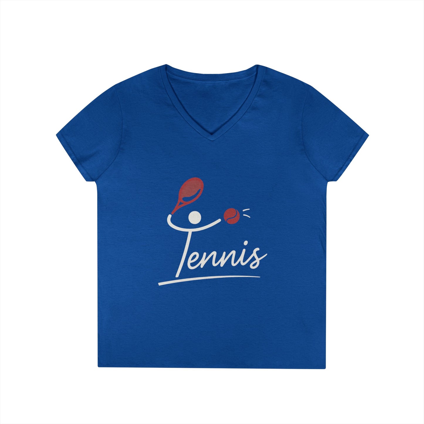 Ladies' V-Neck T-Shirt, Womens Tennis Graphic T-Shirt, Cute Sports Tee, Funny Workout Gym Top for Women
