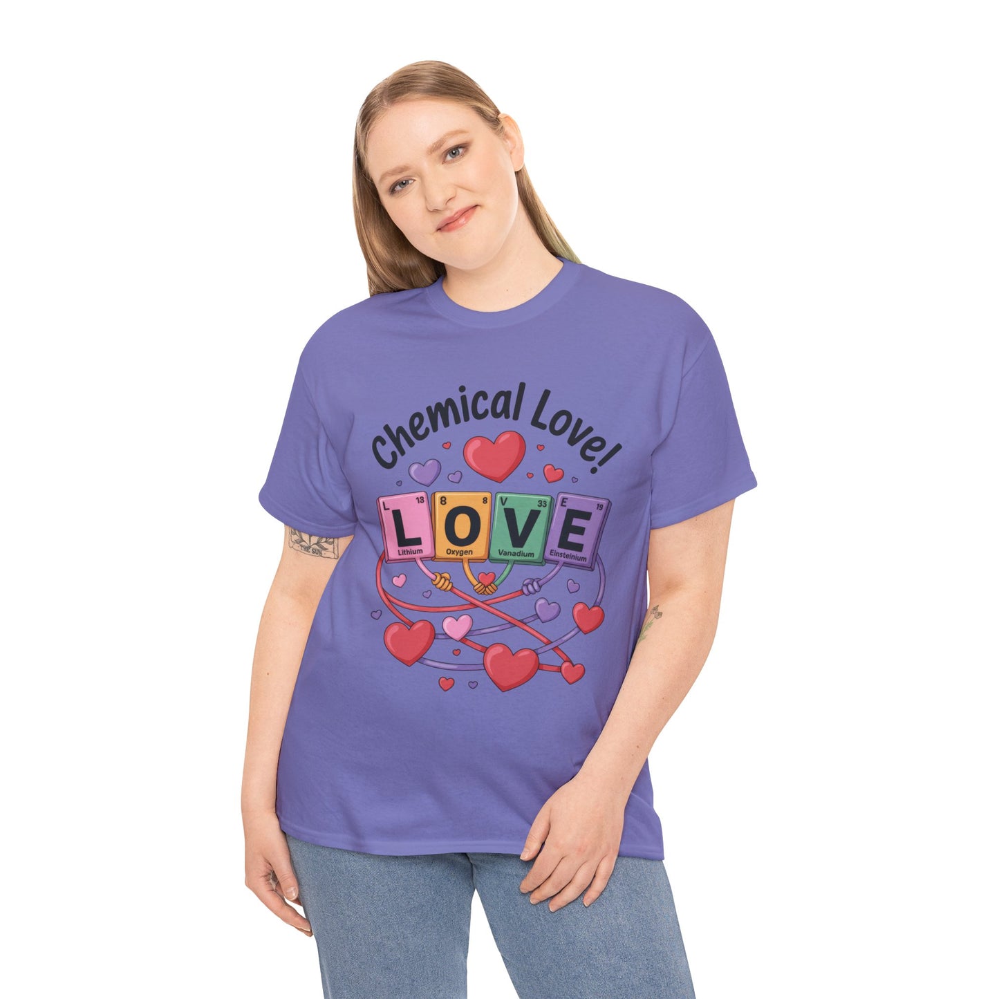 Chemical Love Unisex Heavy Cotton Tee, Cute Couple Shirt, Science Lovers Apparel, Valentines Day Top, Chemistry Lover Gift, Element Table