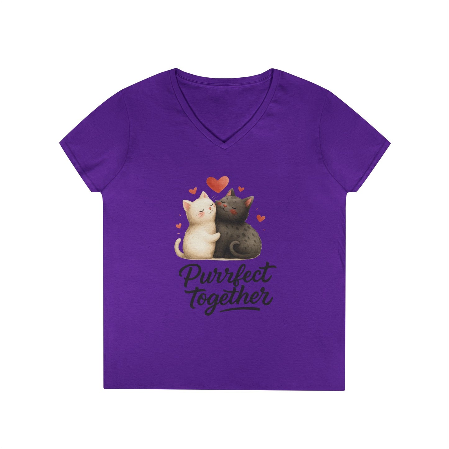 Cute Cat Love V-Neck T-Shirt, Animal Lover Gift, Valentine's Day Shirt, Cat Mom Gift, Cute Graphic Tee