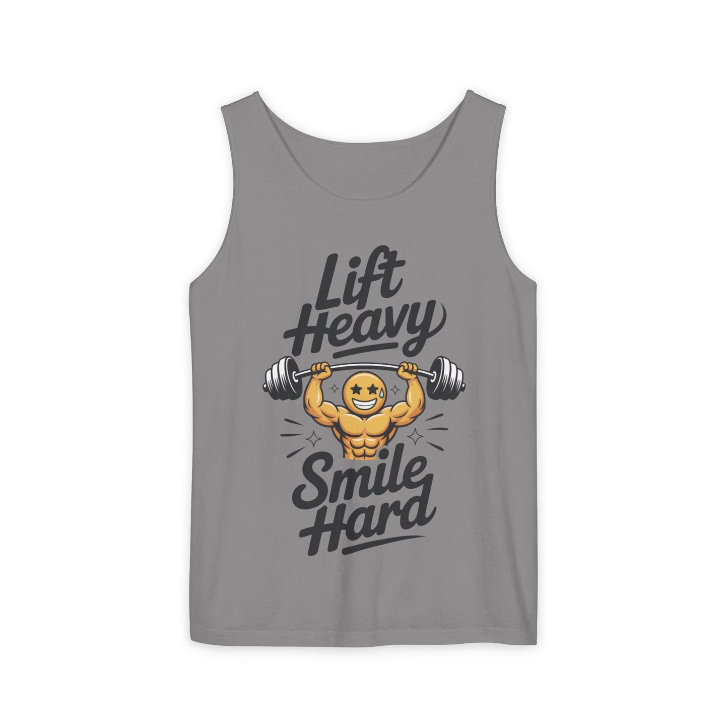 Mens Lift Heavy Smile Hard Tank Top, Funny Gym Workout Fitness Shirt, Mens Funny Gym Tank