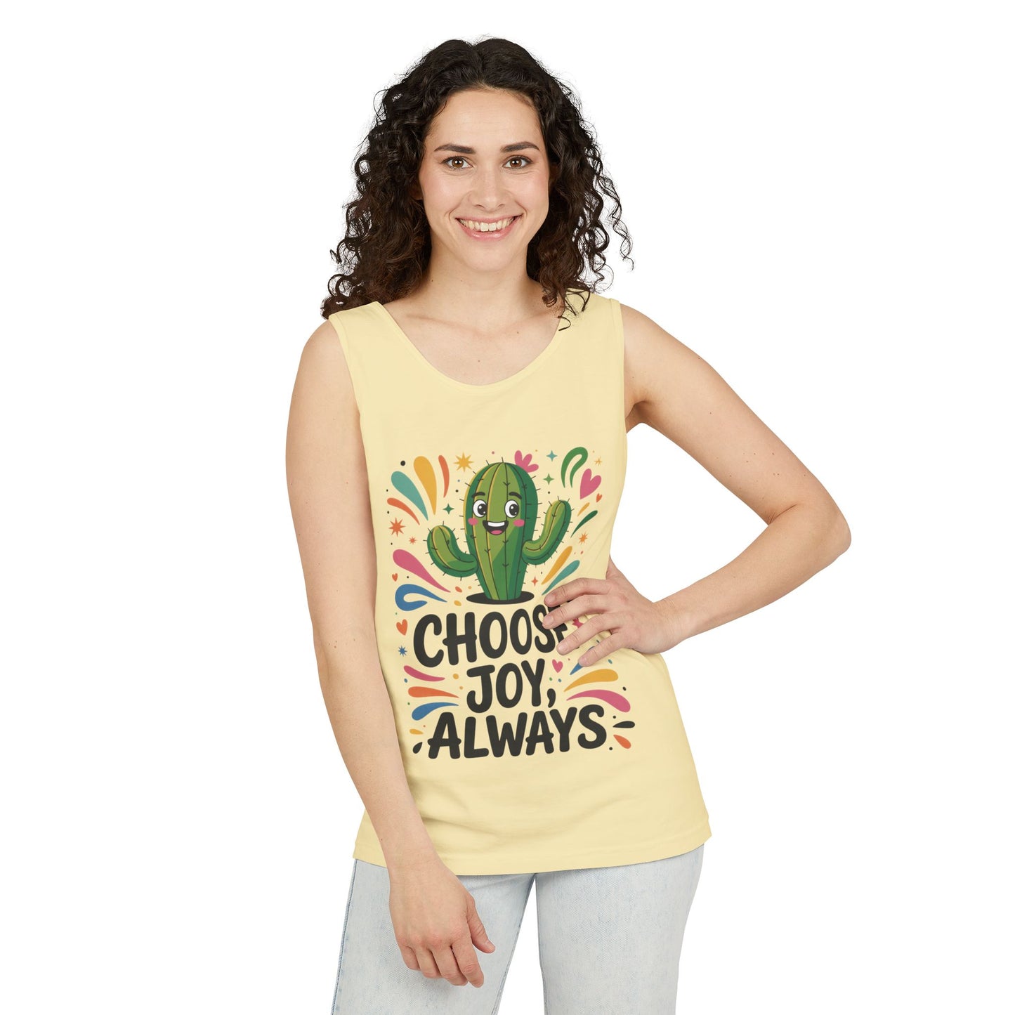 Joyful Cactus Womens Tank Top, Choose Joy Always, Summer Tank, Casual Wear, Gift for Friends, Trendy Top, Vacation Outfit