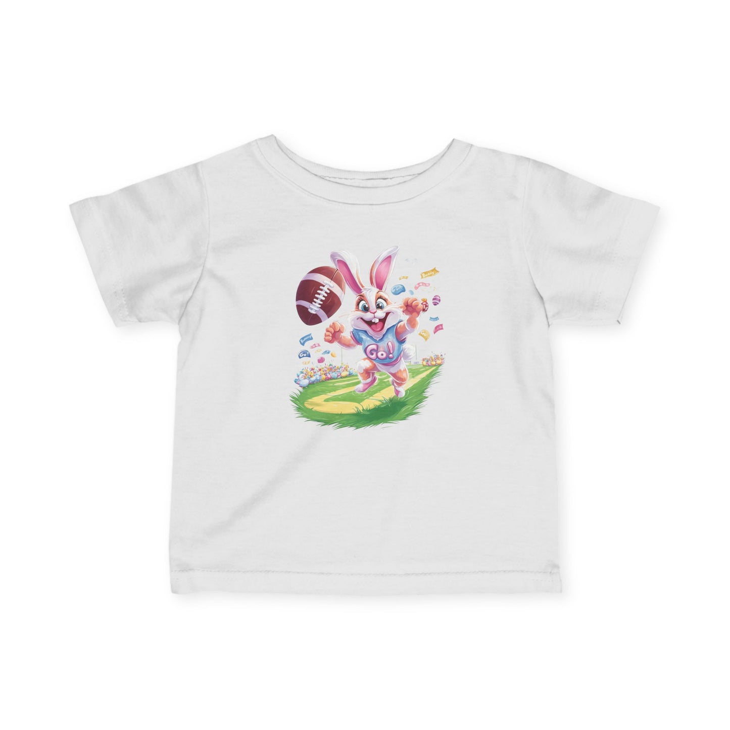 Touchdown Bunny Infant Tee - Funny Football Easter Shirt for Babies, Sporty Bunny Baby T-Shirt, Spring Gift for 6-24 Months, Easter Gift