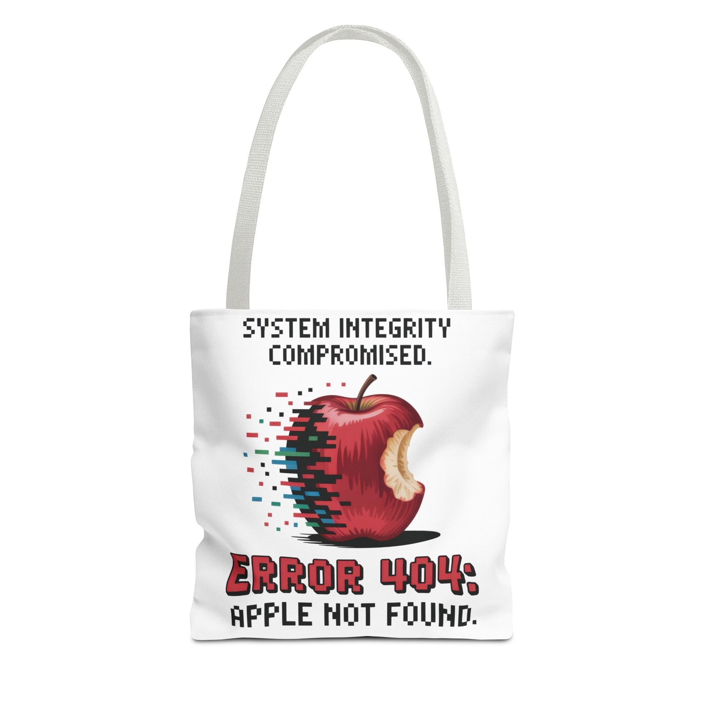 Error 404 Apple Tote Bag, Geek Tote, Funny Shopping Bag, Gift for Tech Lovers, Apple Lovers Tote, Digital Design Bag, Weekender Bag, Beach Bag, Large Canvas Bag