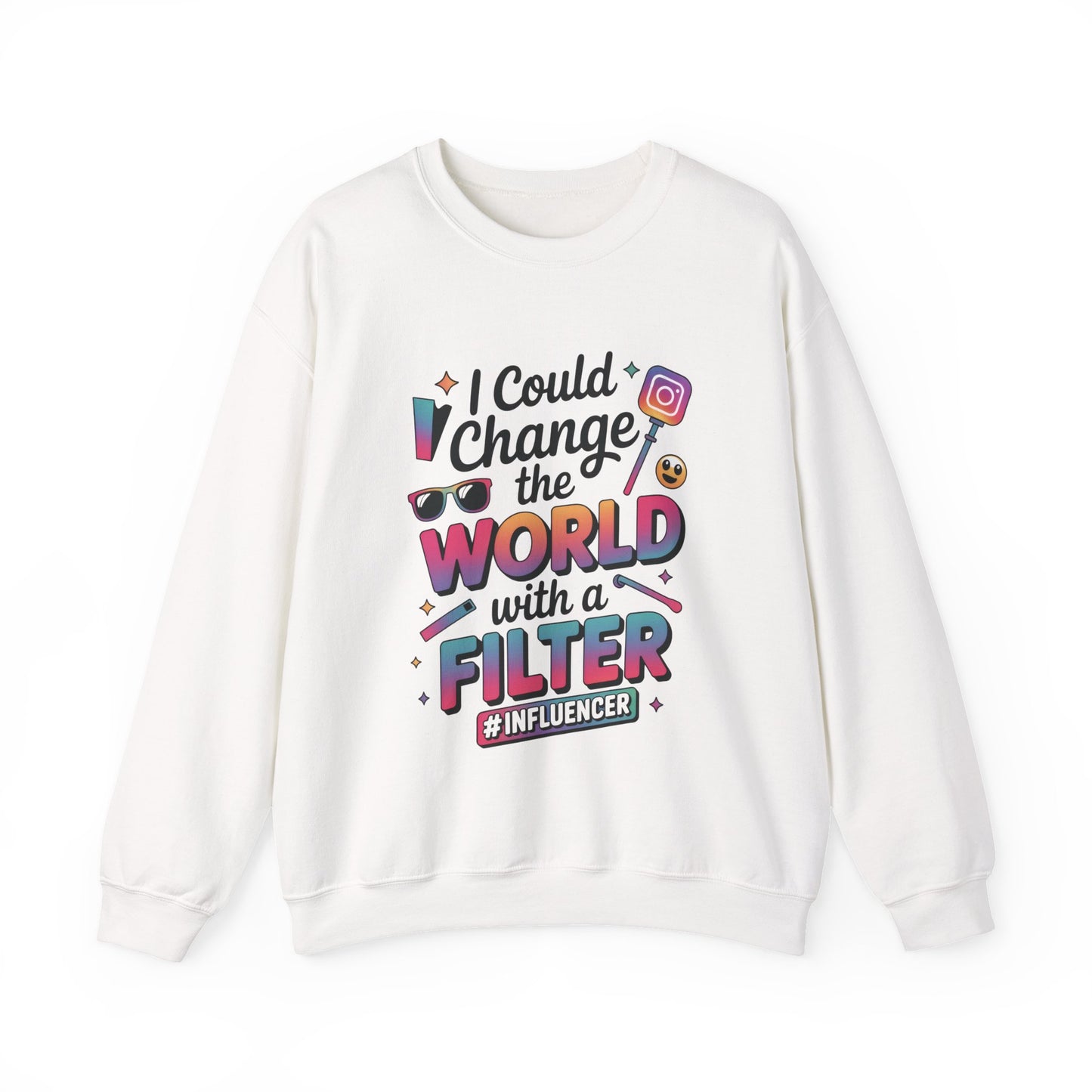 Womens Heavy Blend™ Crewneck Sweatshirt, Womens Influencer Sweatshirt, Funny Social Media Pullover, Cute Trendy Graphic Top