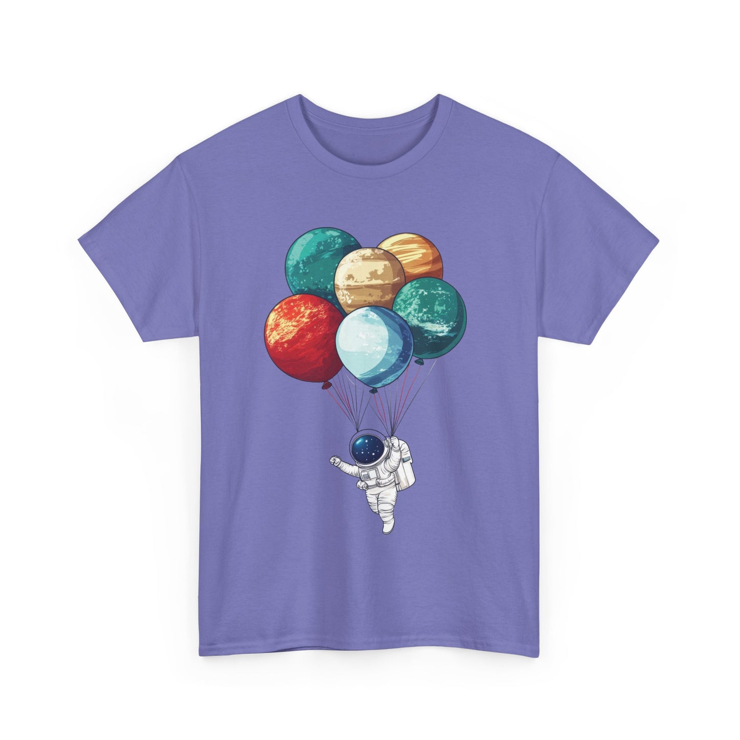 Astronaut with Planet Balloons T-Shirt, Space Lover Unisex Tee, Outer Space Graphic Shirt, Space Theme Shirt, Cosmic Adventure Top
